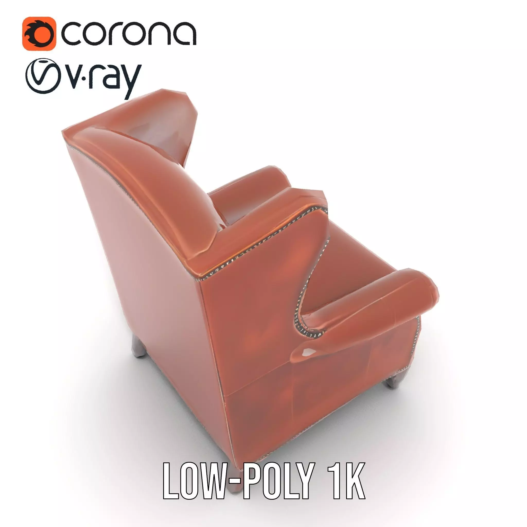 Elegant Leather Armchair model pack Low-poly 3D model_14
