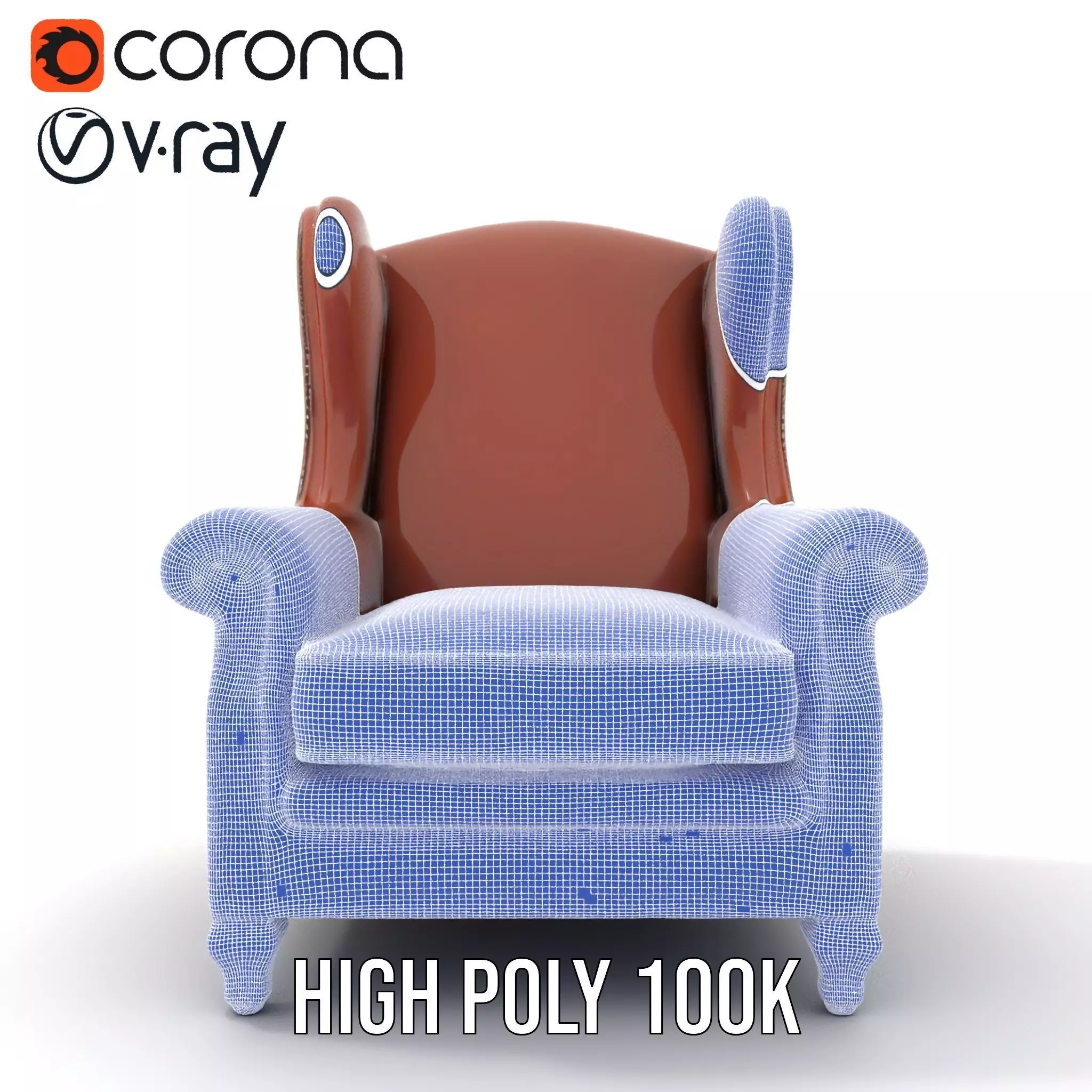 Elegant Leather Armchair model pack Low-poly 3D model_33