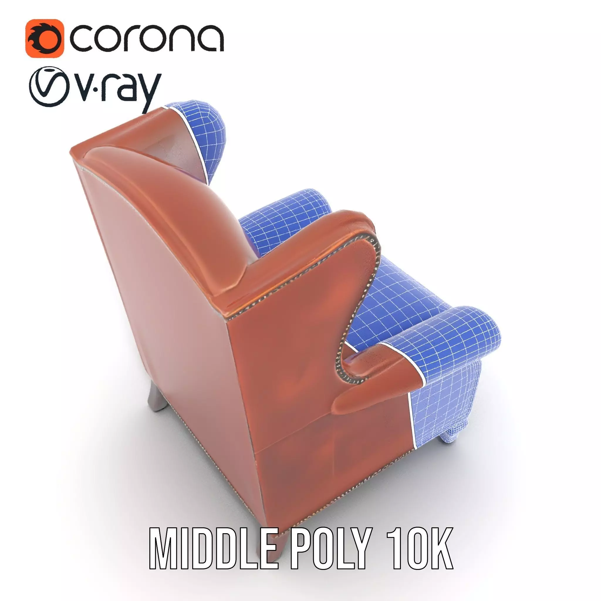 Elegant Leather Armchair model pack Low-poly 3D model_18