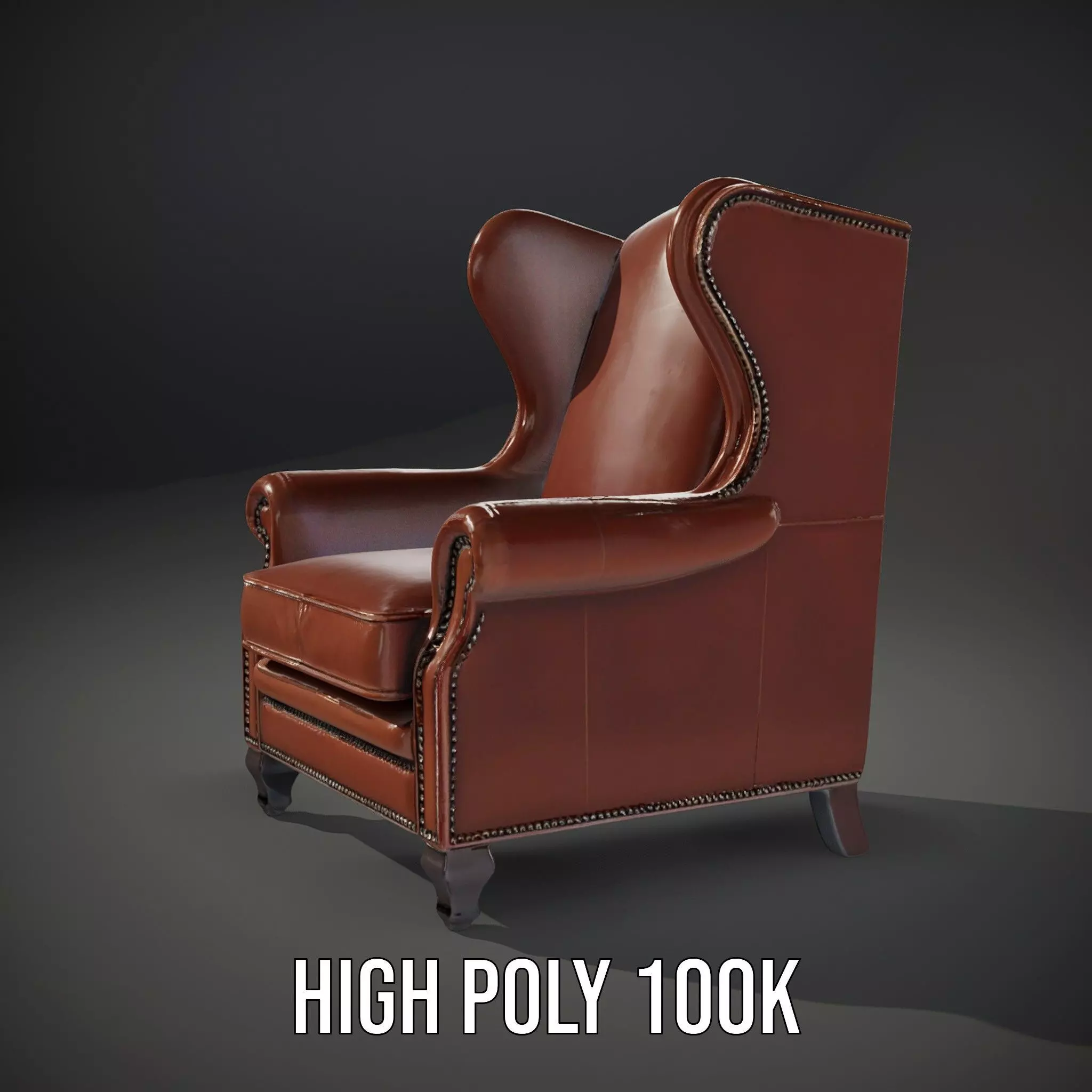 Elegant Leather Armchair model pack Low-poly 3D model_10