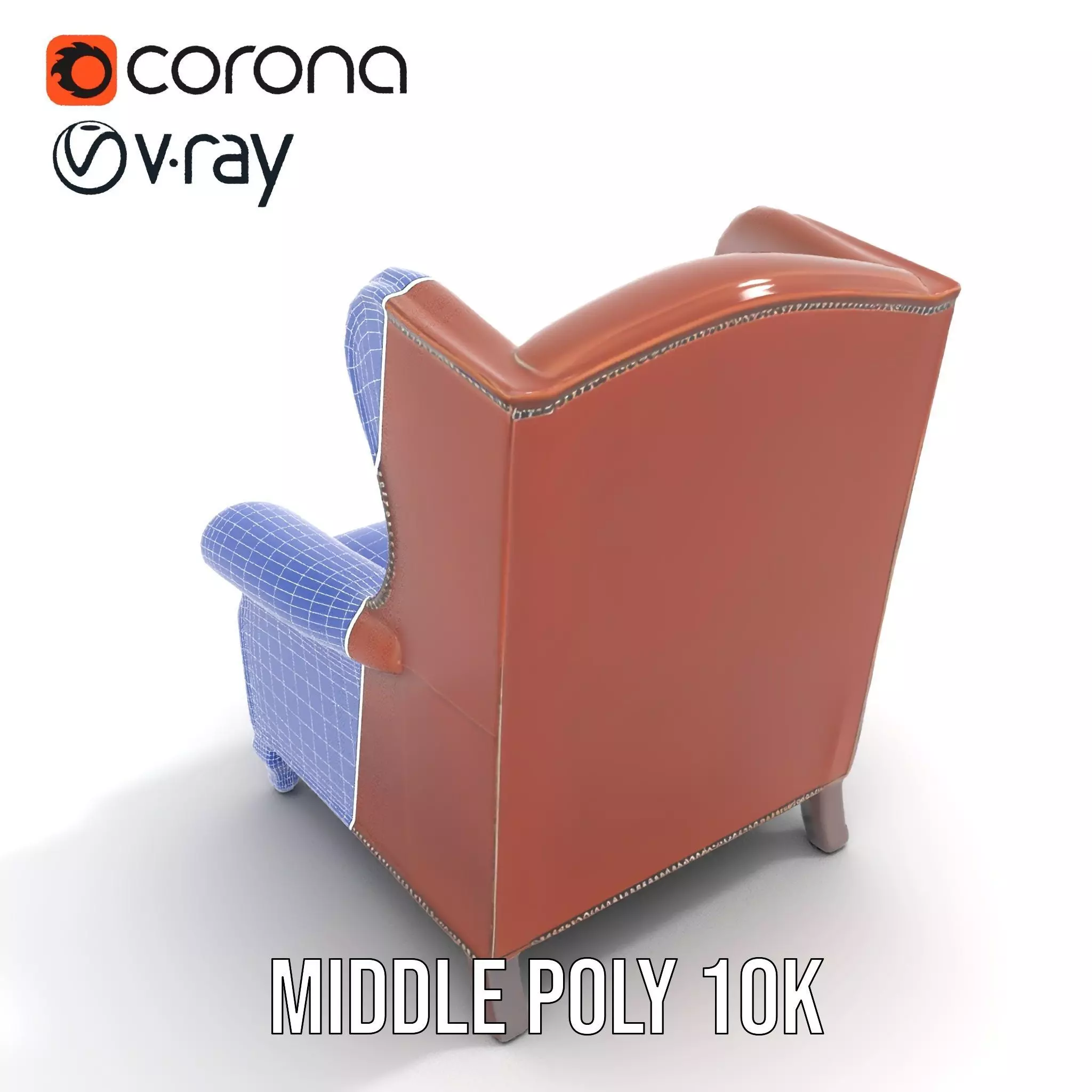 Elegant Leather Armchair model pack Low-poly 3D model_26