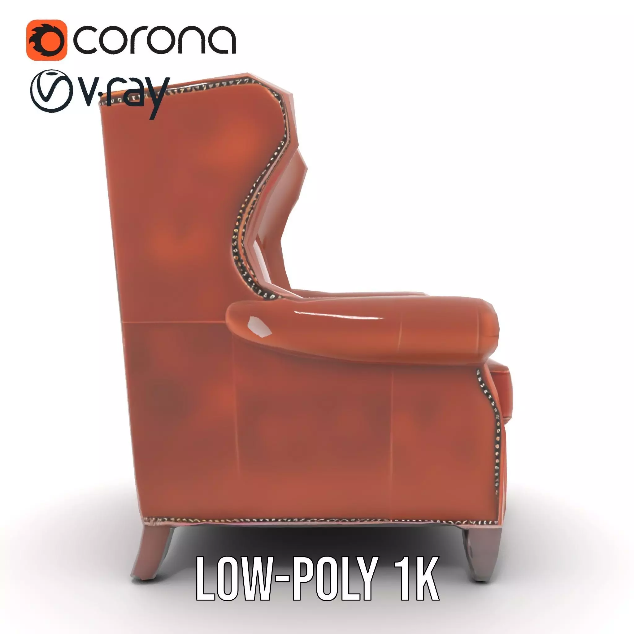 Elegant Leather Armchair model pack Low-poly 3D model_19
