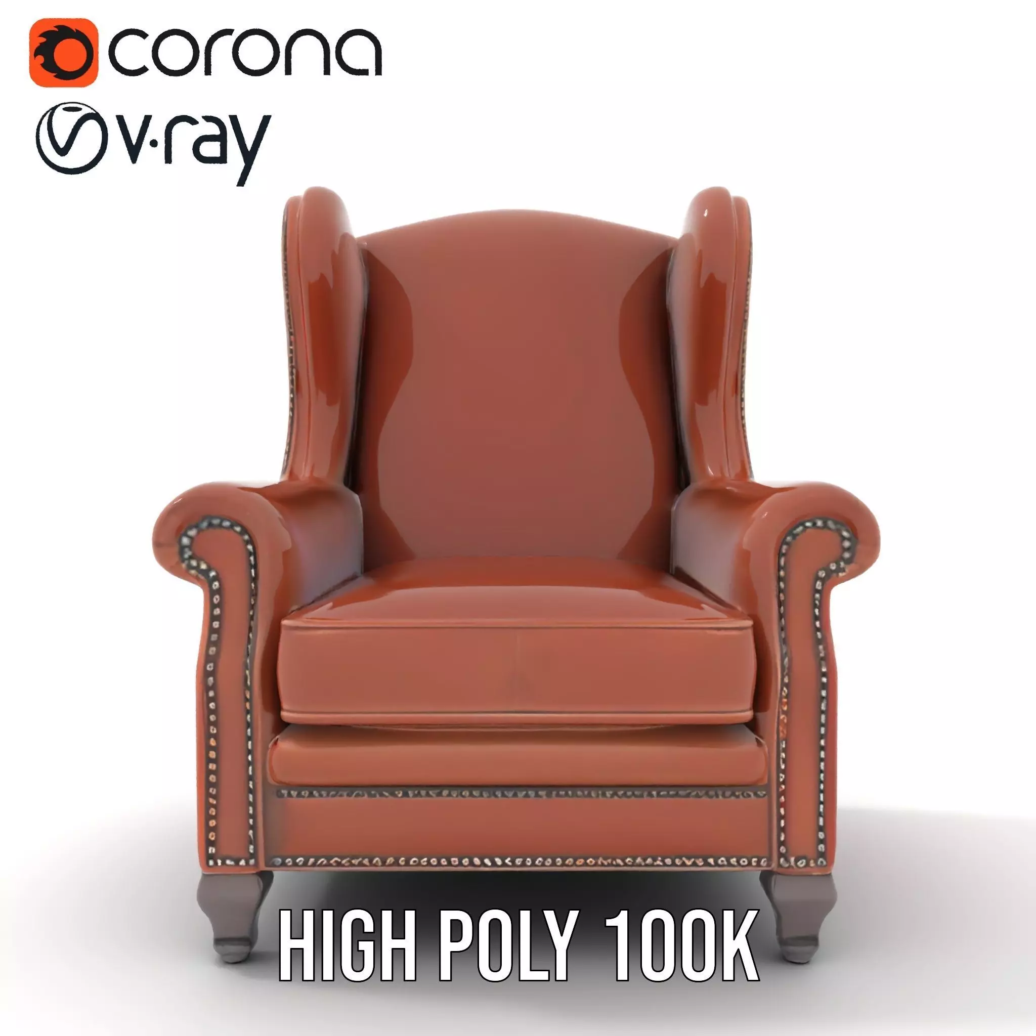 Elegant Leather Armchair model pack Low-poly 3D model_28