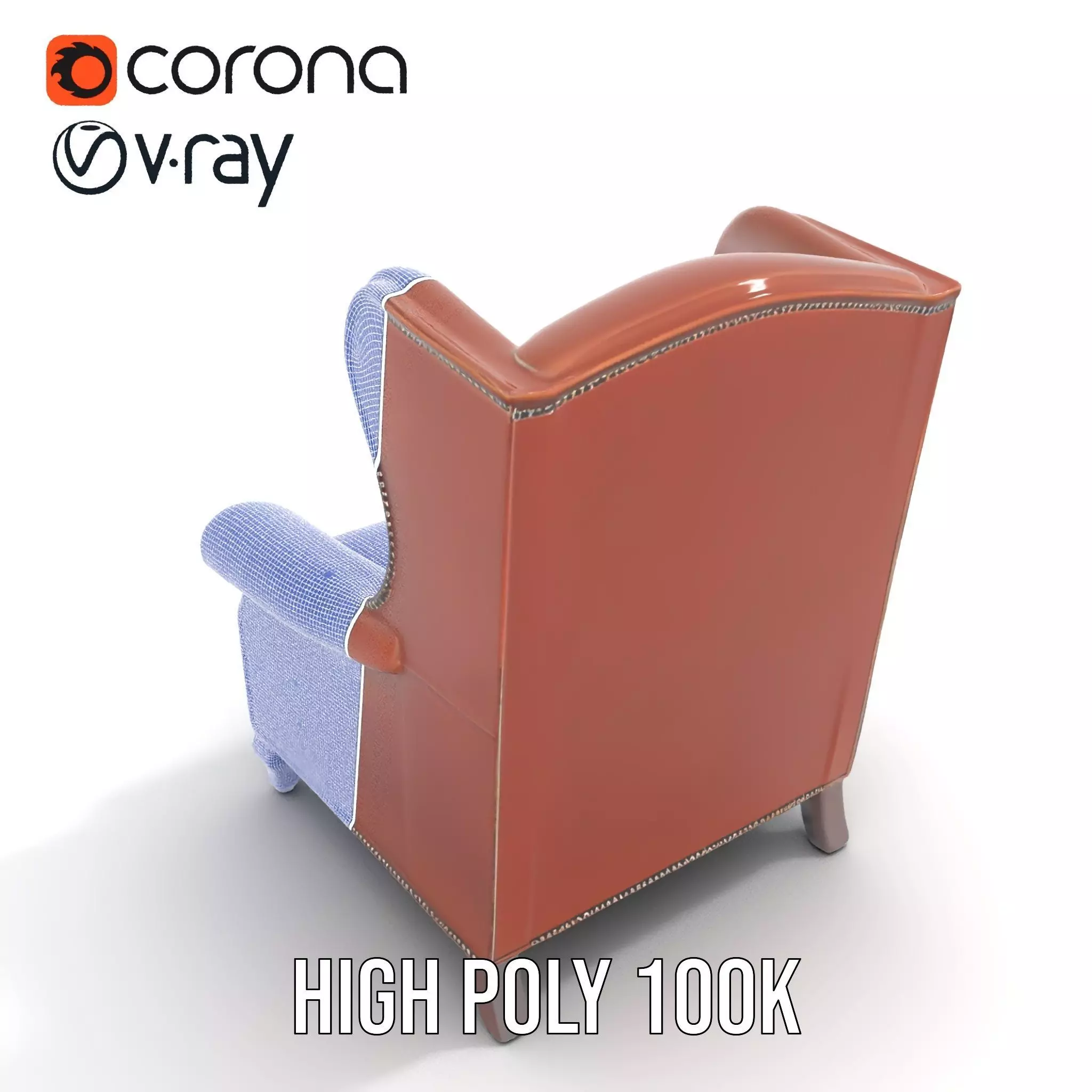 Elegant Leather Armchair model pack Low-poly 3D model_31