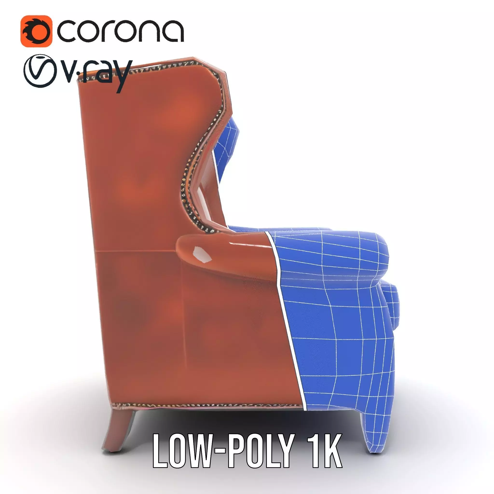 Elegant Leather Armchair model pack Low-poly 3D model_30