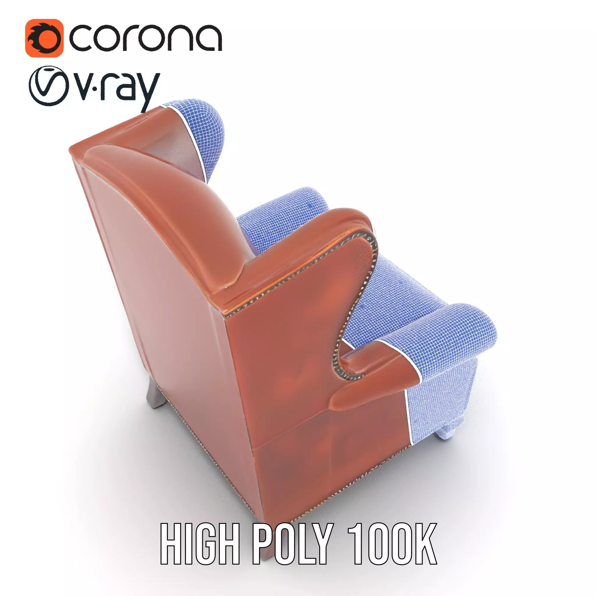 Elegant Leather Armchair model pack Low-poly 3D model_32