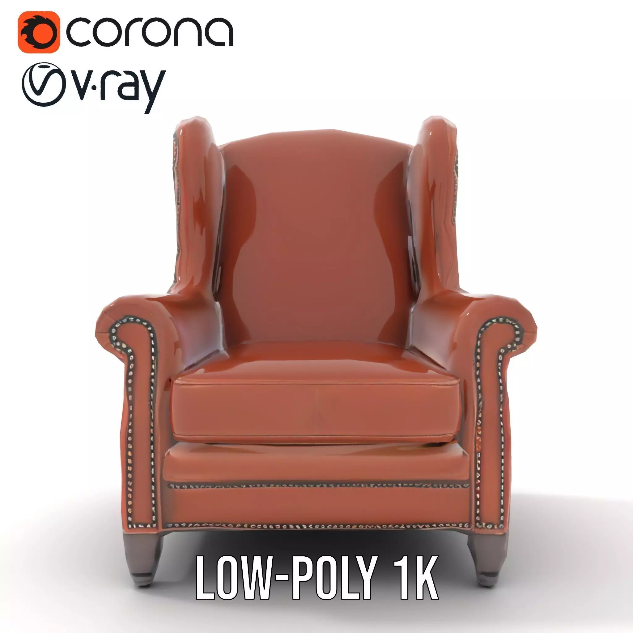Elegant Leather Armchair model pack Low-poly 3D model_24