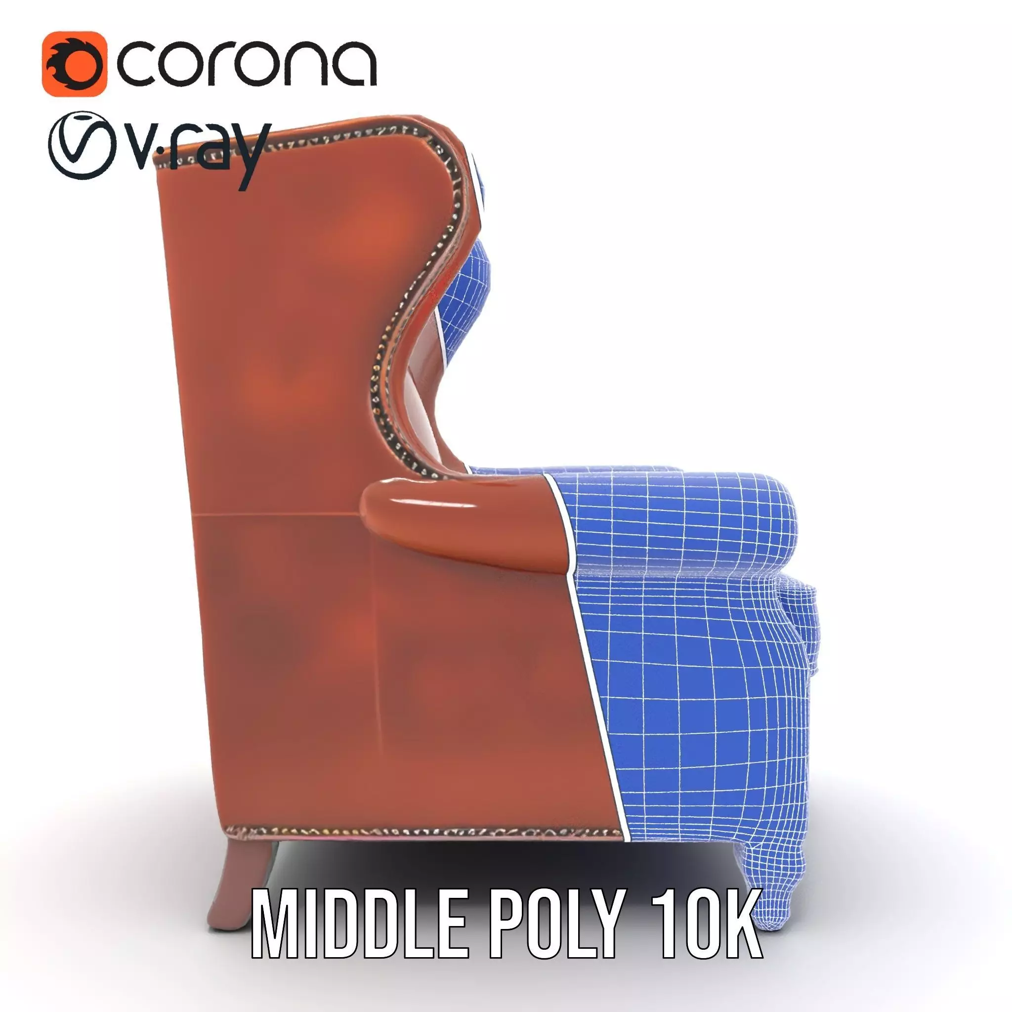 Elegant Leather Armchair model pack Low-poly 3D model_23