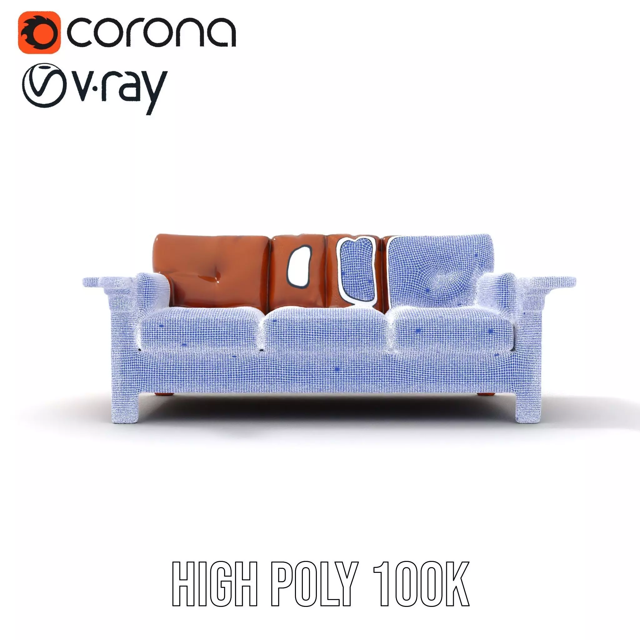 Brown Leather Sofa model pack Low-poly 3D model_33