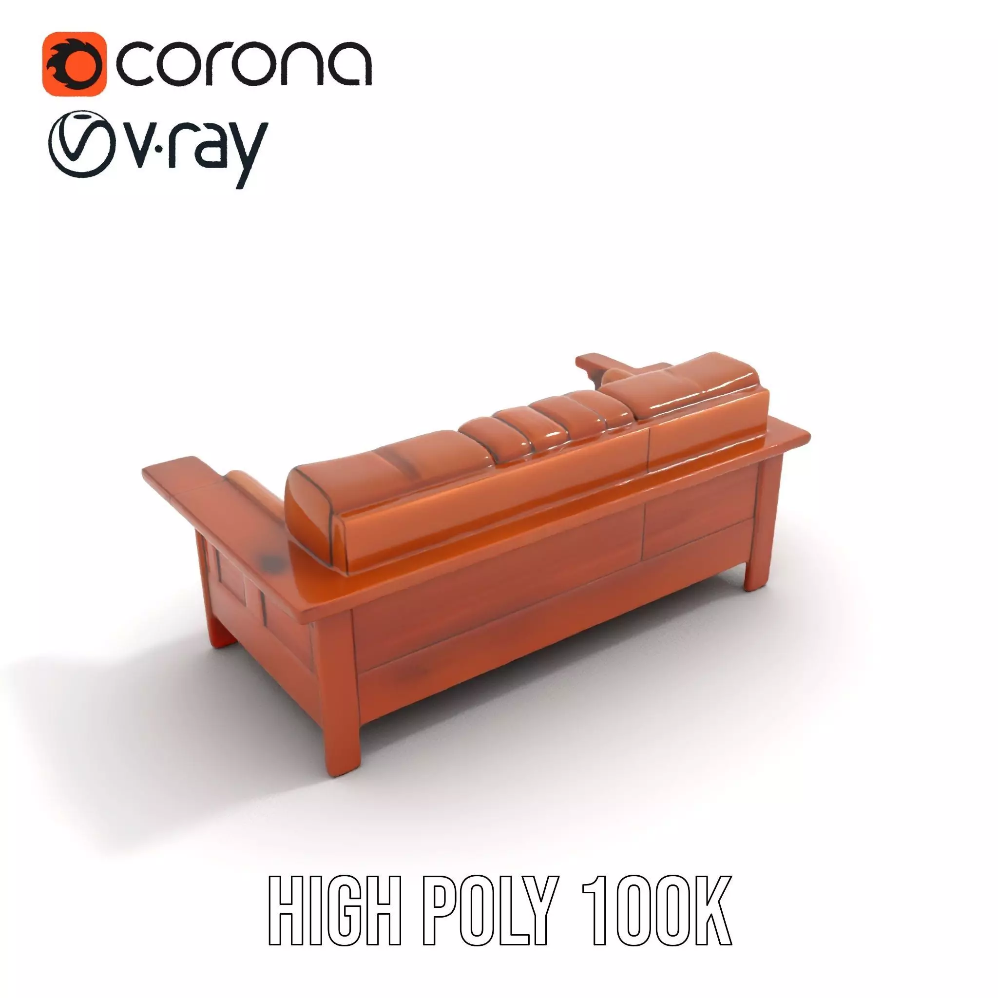 Brown Leather Sofa model pack Low-poly 3D model_20