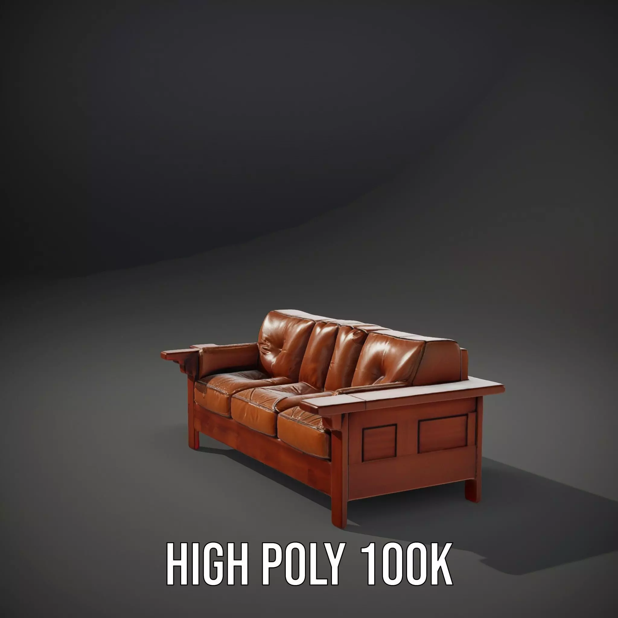 Brown Leather Sofa model pack Low-poly 3D model_10