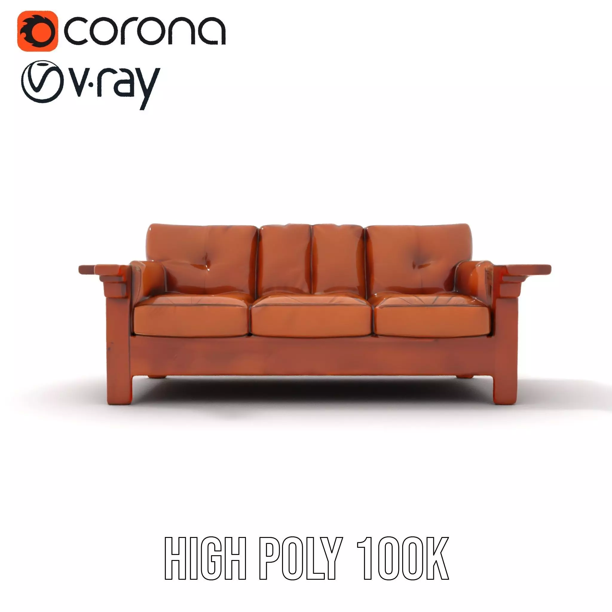 Brown Leather Sofa model pack Low-poly 3D model_15