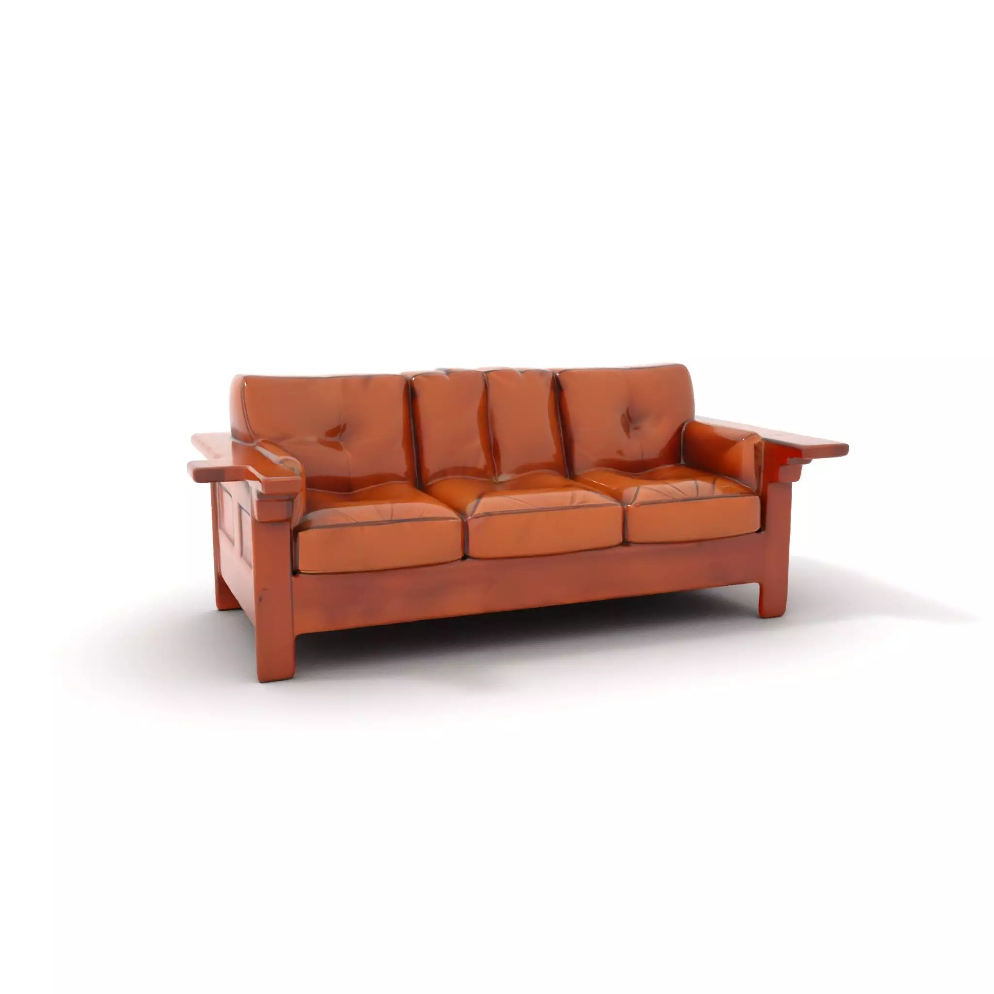 Brown Leather Sofa model pack Low-poly 3D model_0