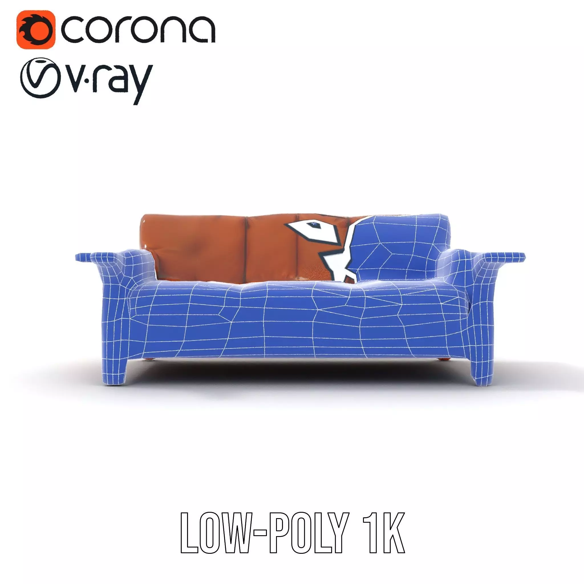 Brown Leather Sofa model pack Low-poly 3D model_17