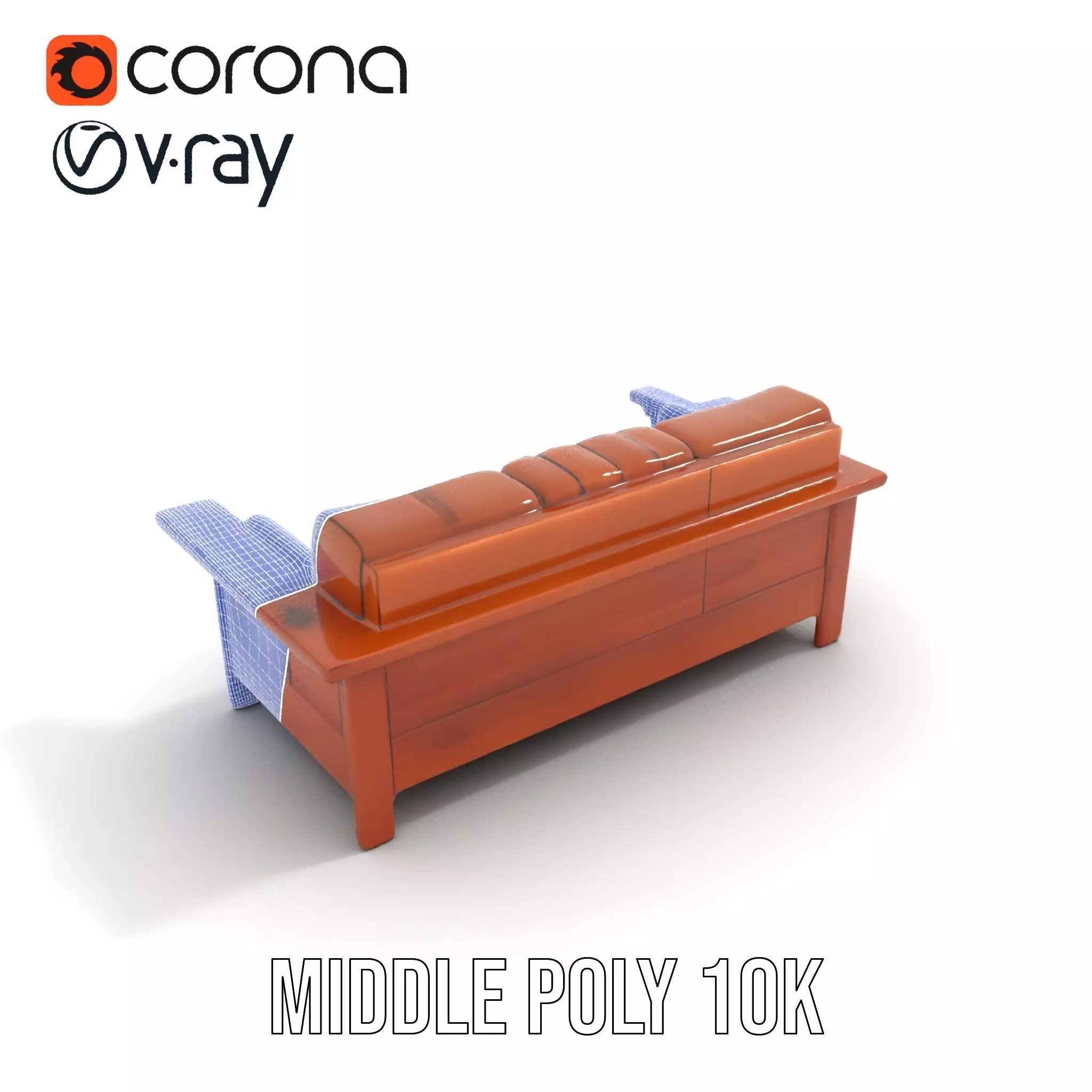 Brown Leather Sofa model pack Low-poly 3D model_18