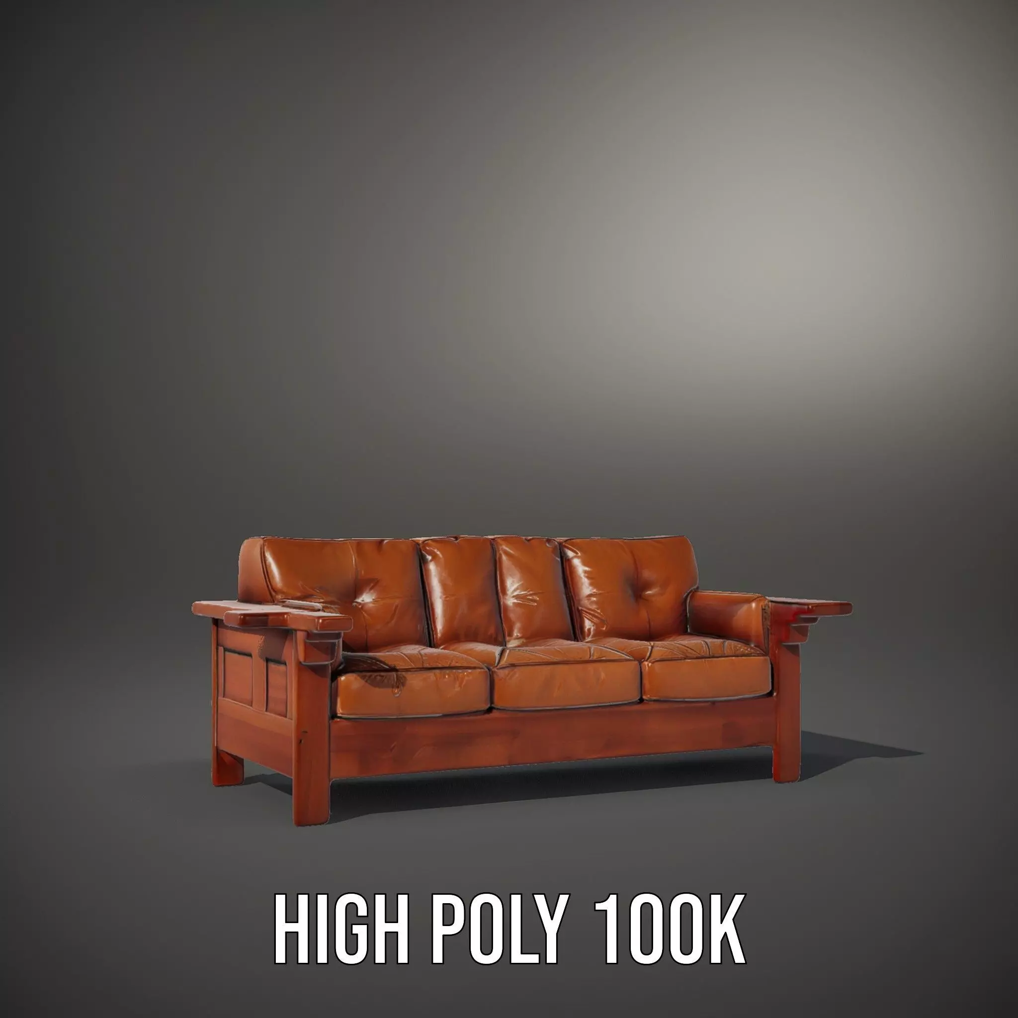 Brown Leather Sofa model pack Low-poly 3D model_8