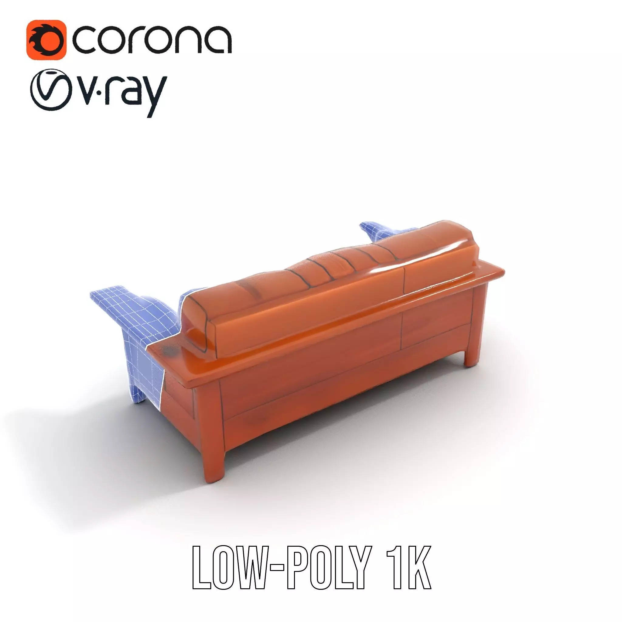 Brown Leather Sofa model pack Low-poly 3D model_9
