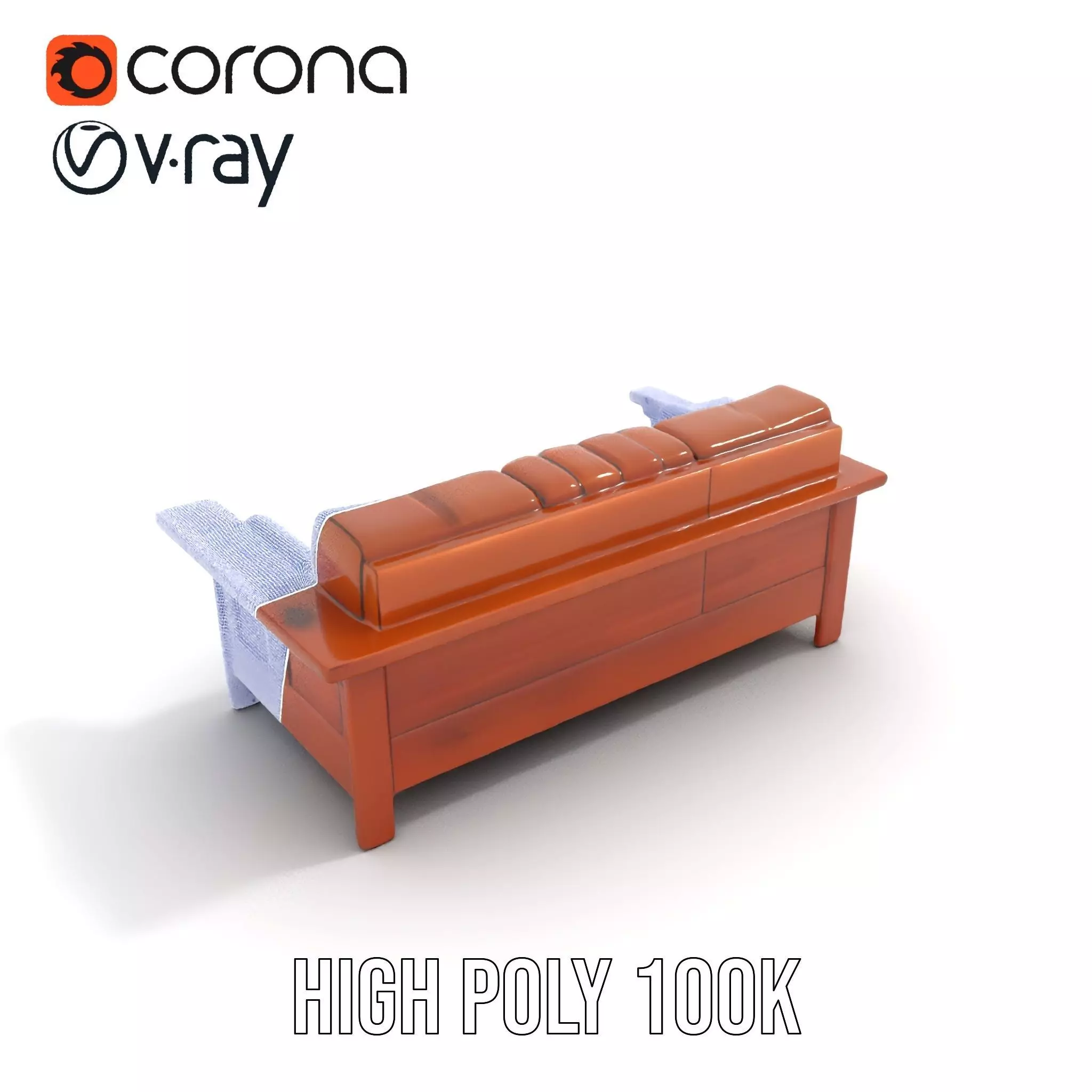 Brown Leather Sofa model pack Low-poly 3D model_23