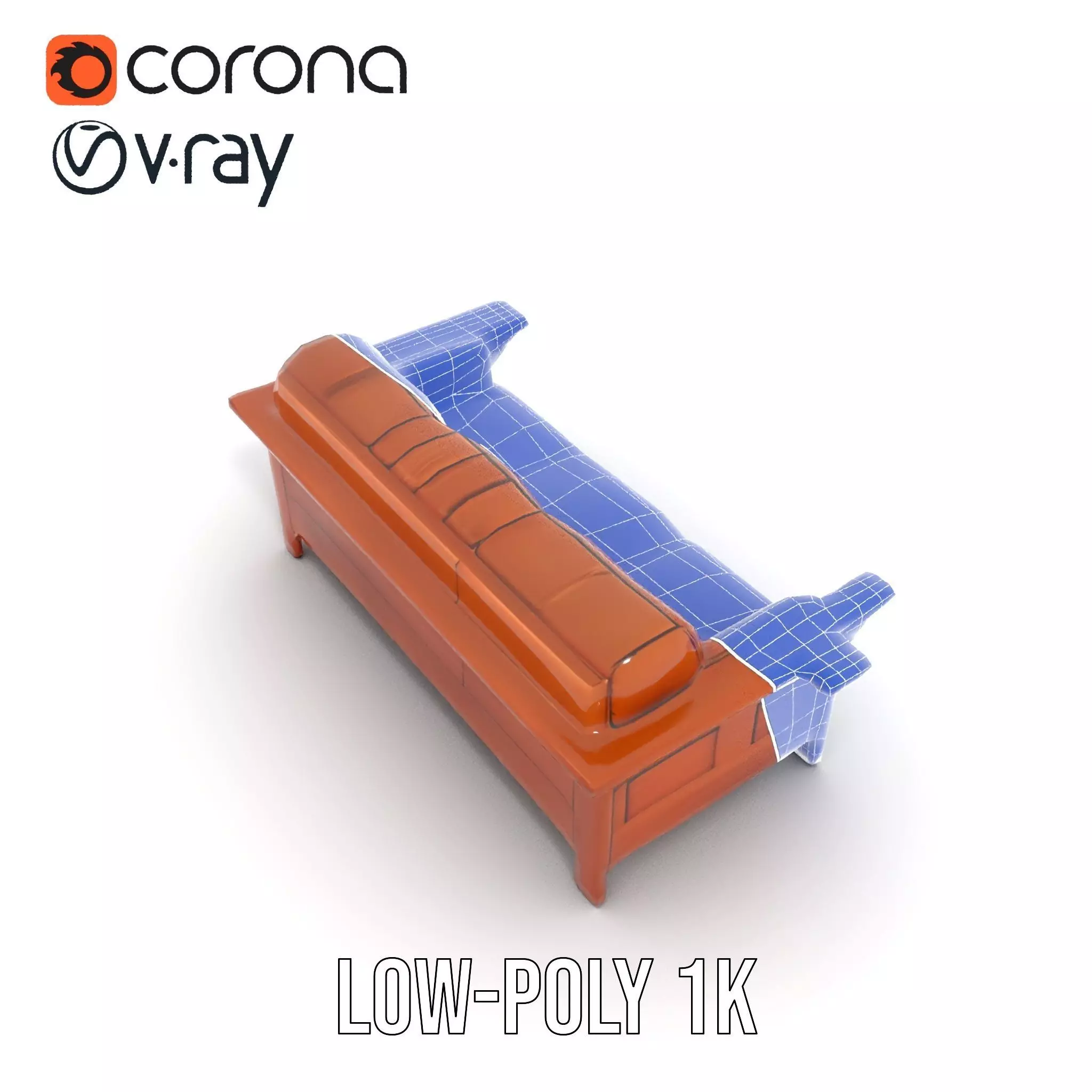 Brown Leather Sofa model pack Low-poly 3D model_12