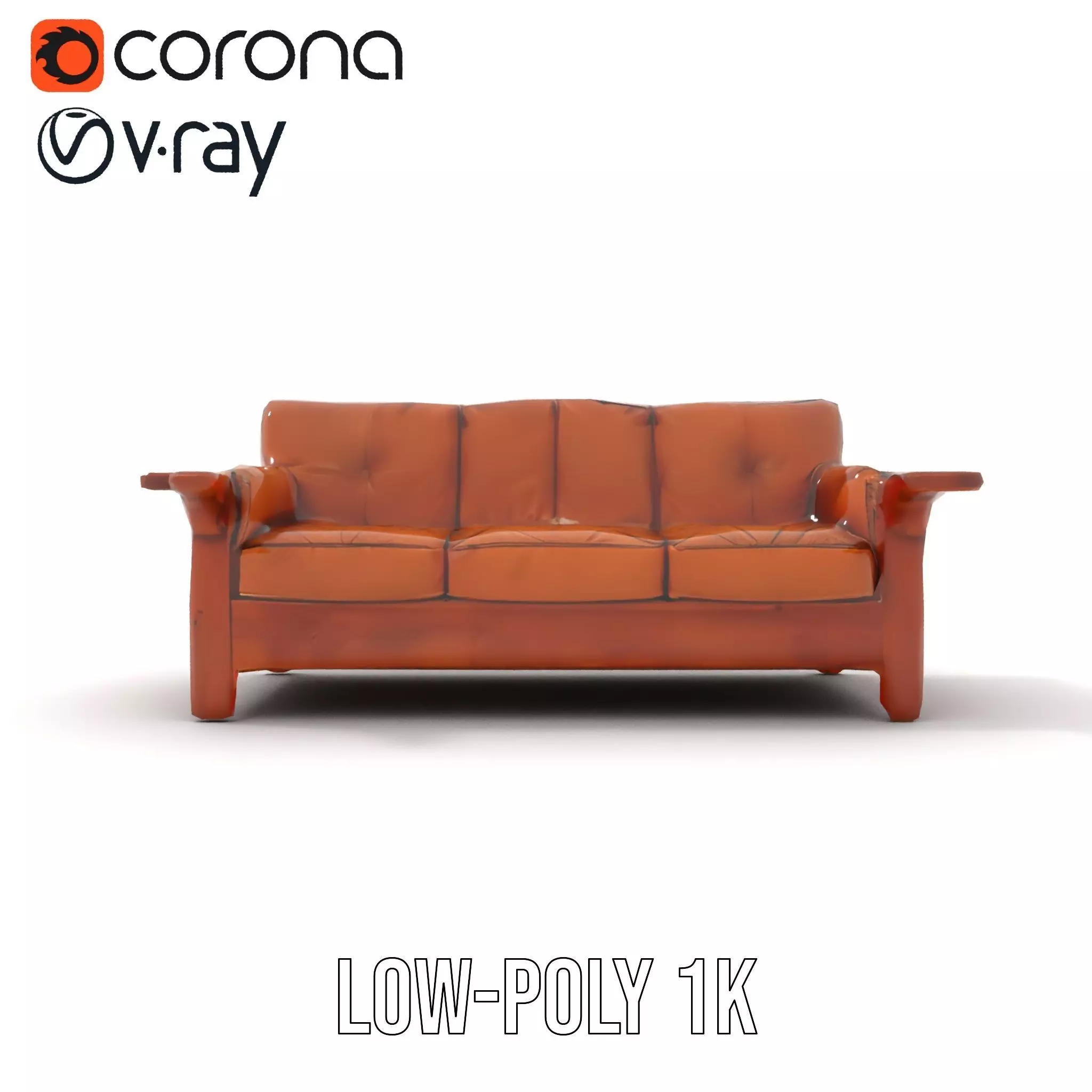 Brown Leather Sofa model pack Low-poly 3D model_25