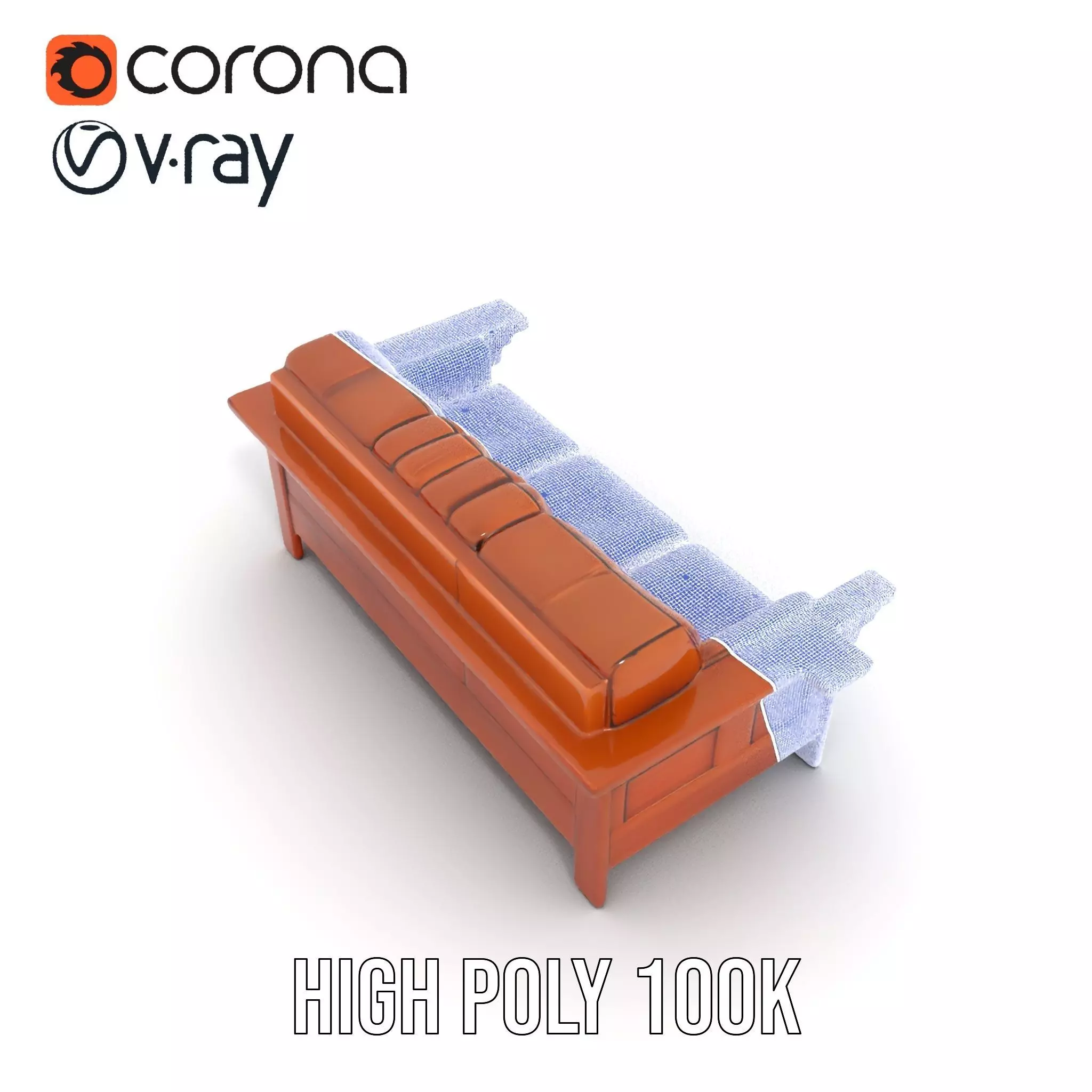 Brown Leather Sofa model pack Low-poly 3D model_28