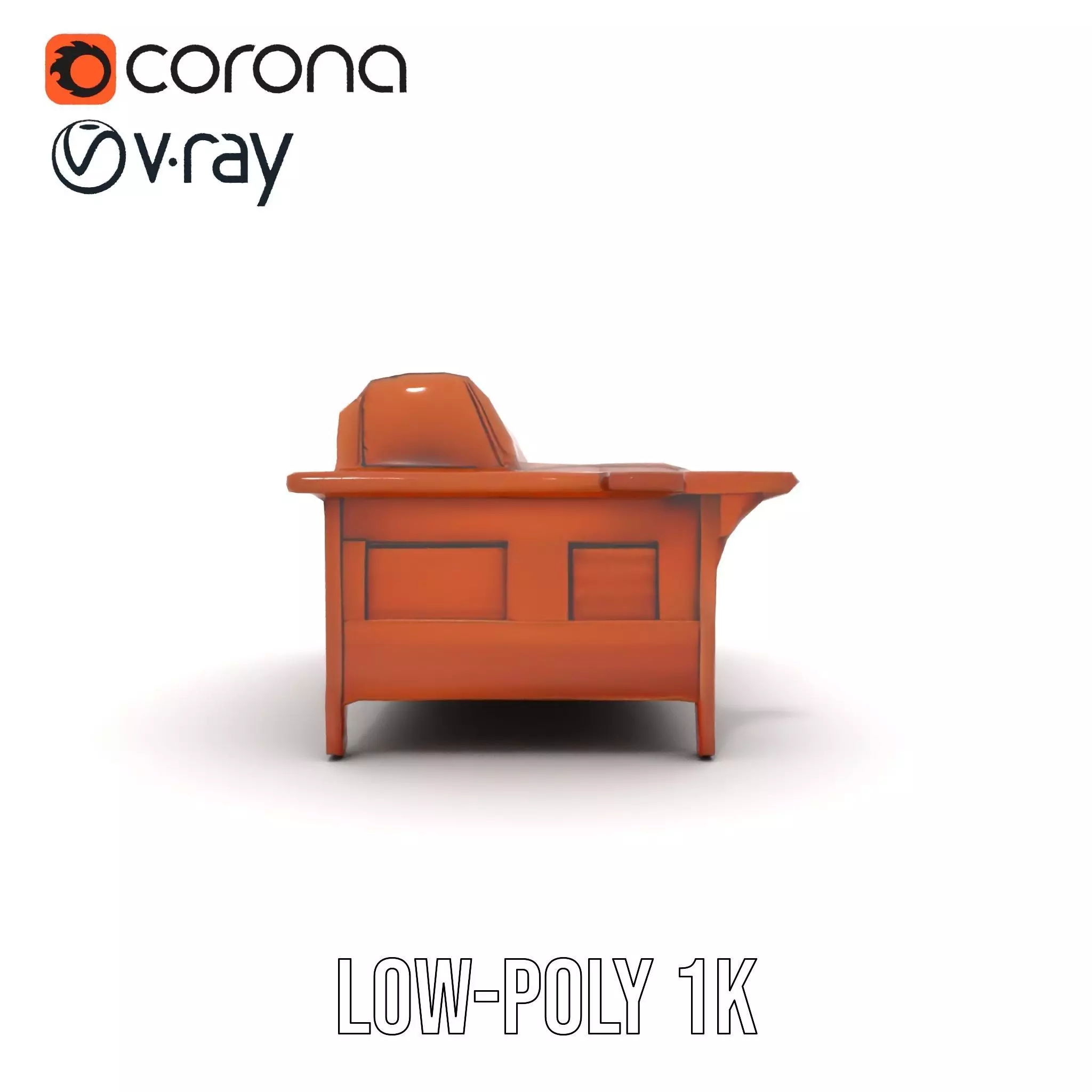 Brown Leather Sofa model pack Low-poly 3D model_27