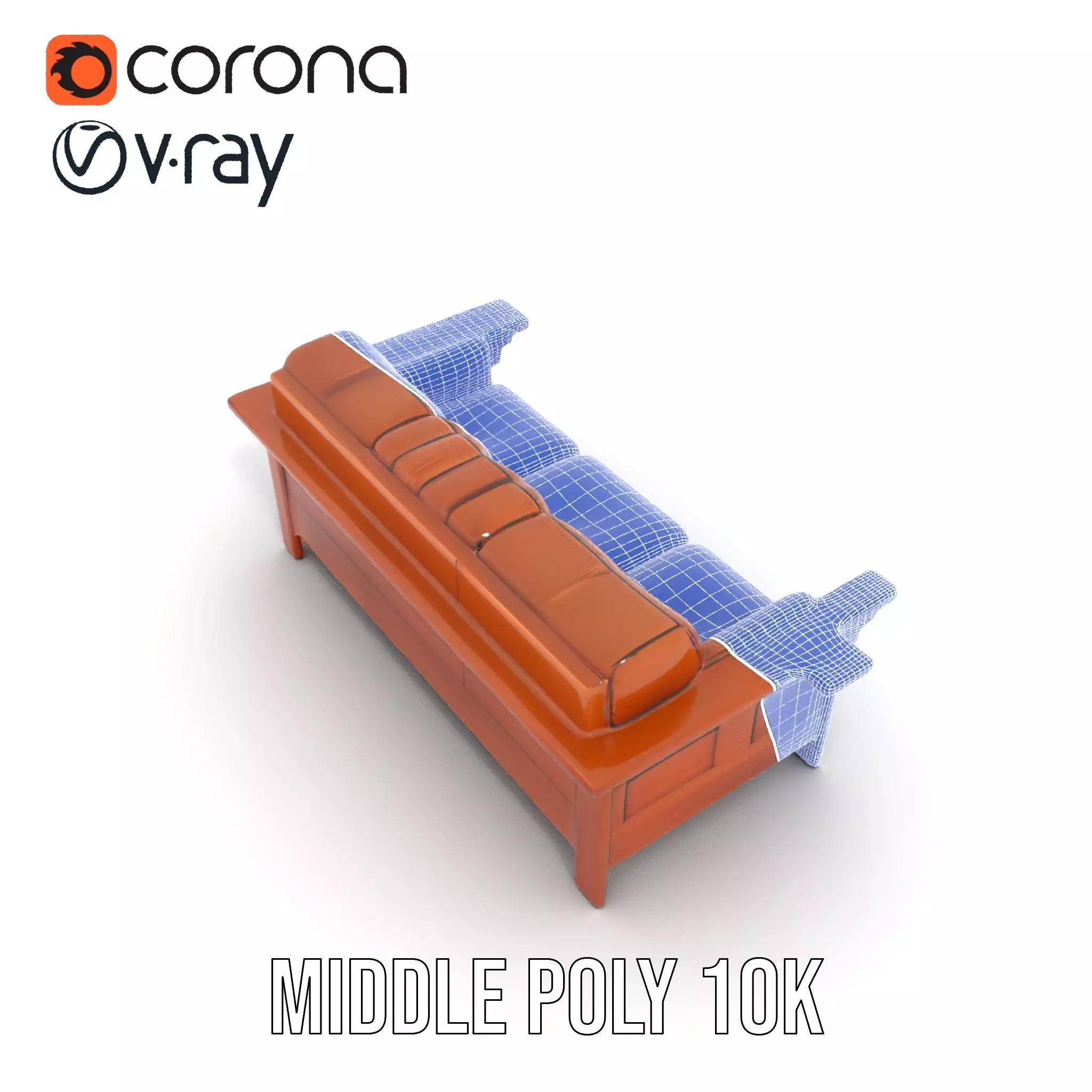 Brown Leather Sofa model pack Low-poly 3D model_16