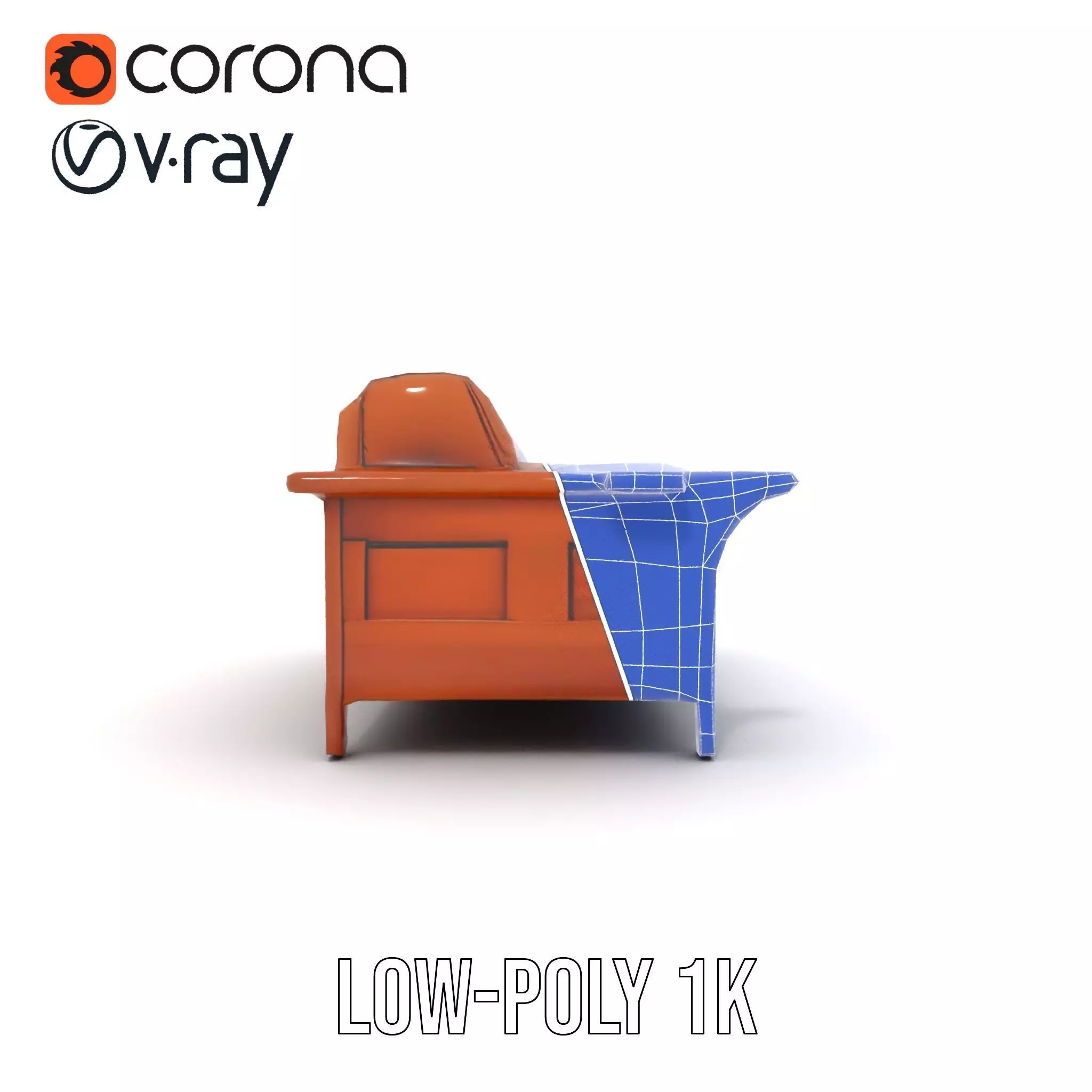 Brown Leather Sofa model pack Low-poly 3D model_30