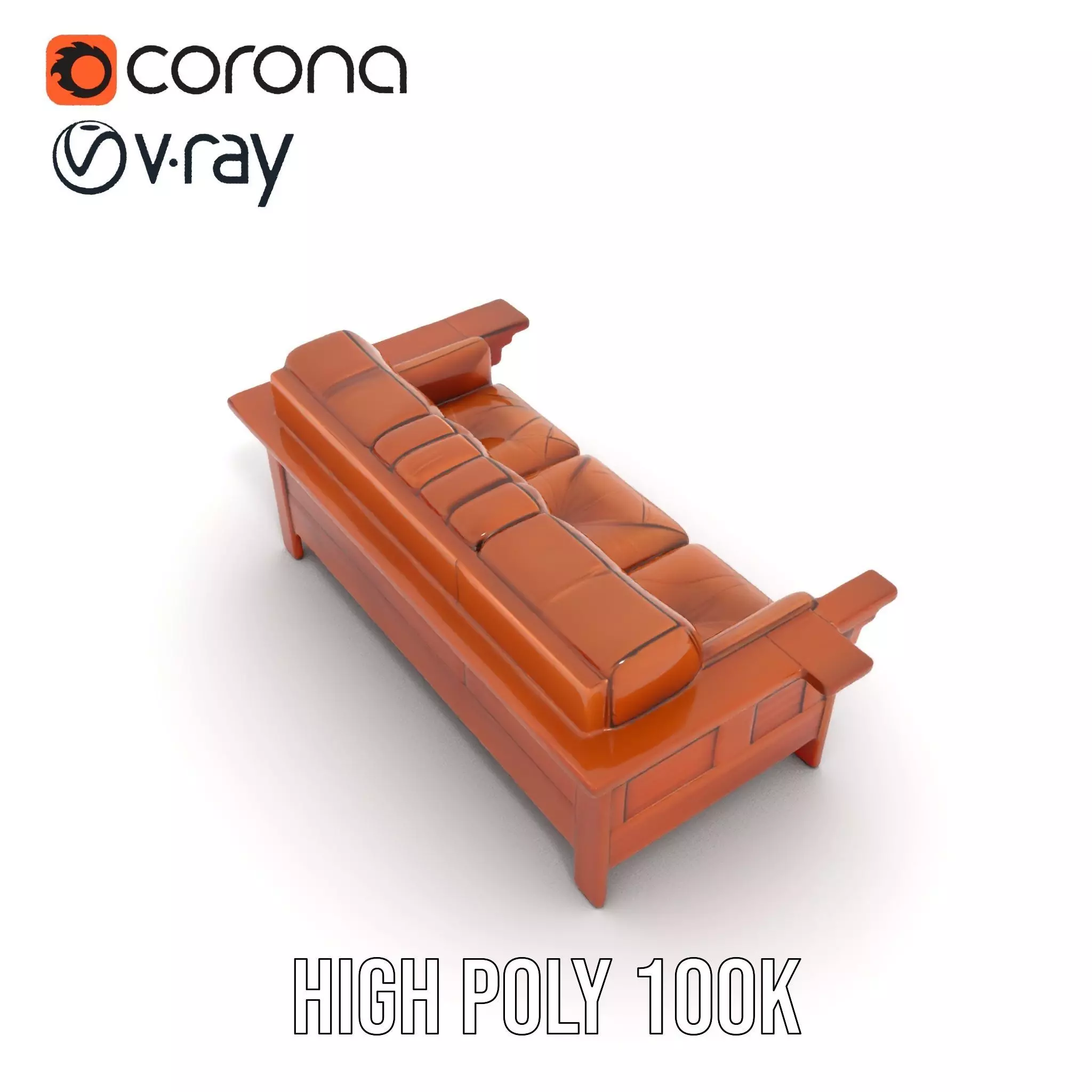 Brown Leather Sofa model pack Low-poly 3D model_32