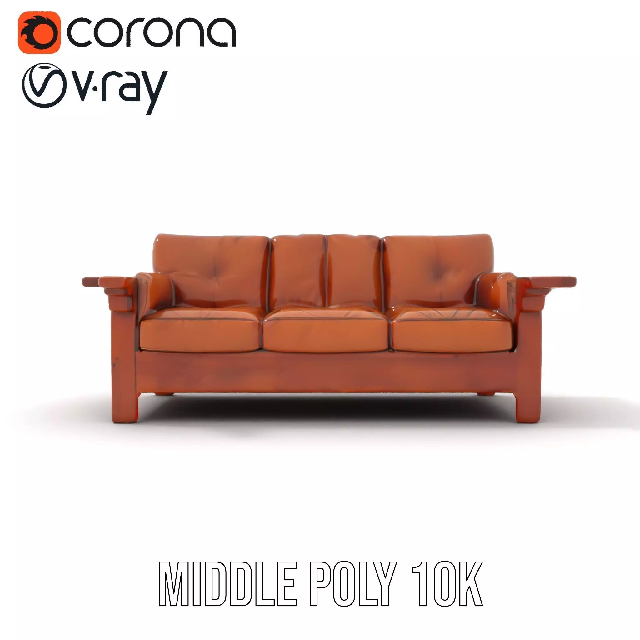 Brown Leather Sofa model pack Low-poly 3D model_13