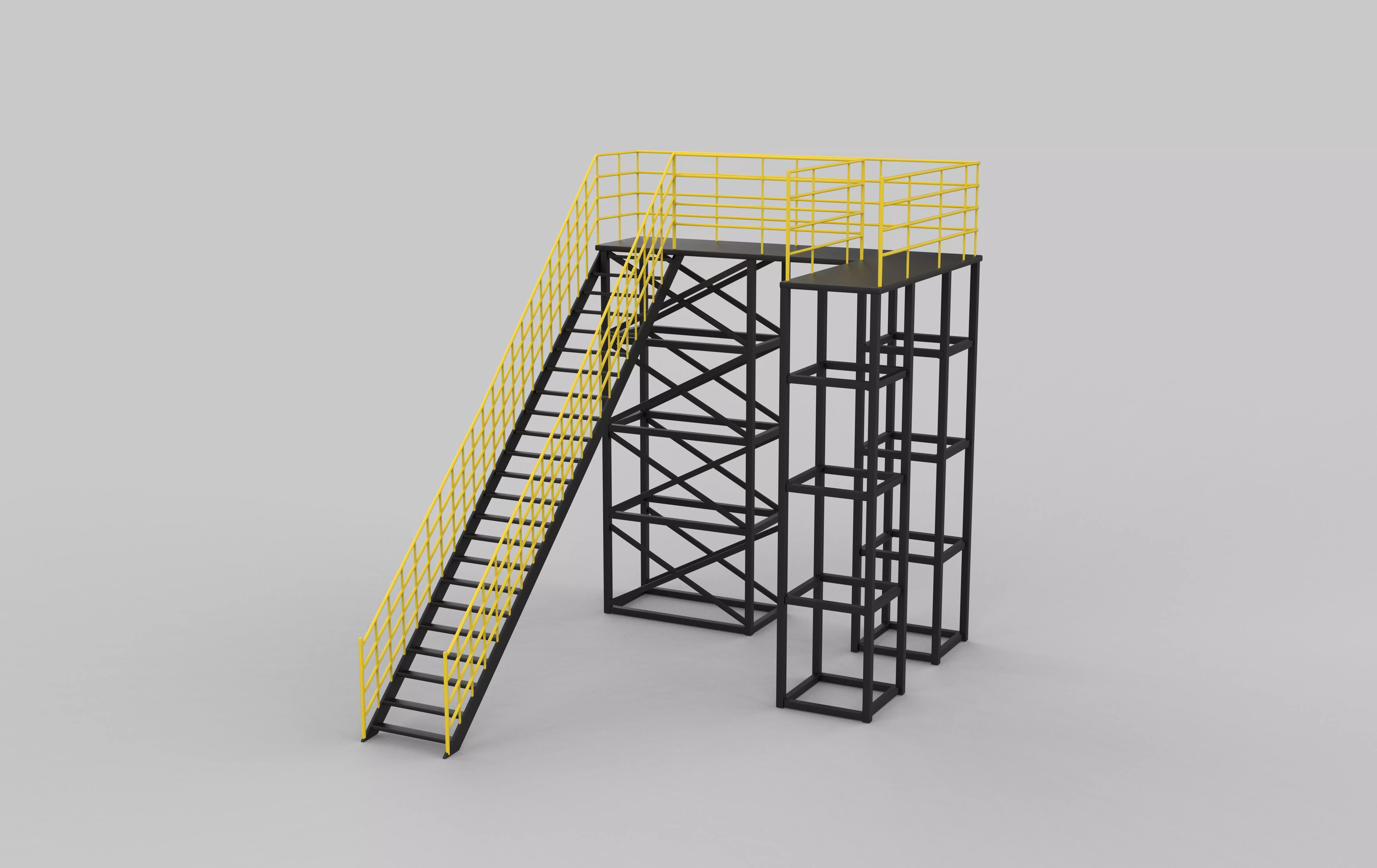 Industrial stair 02 3D model_9