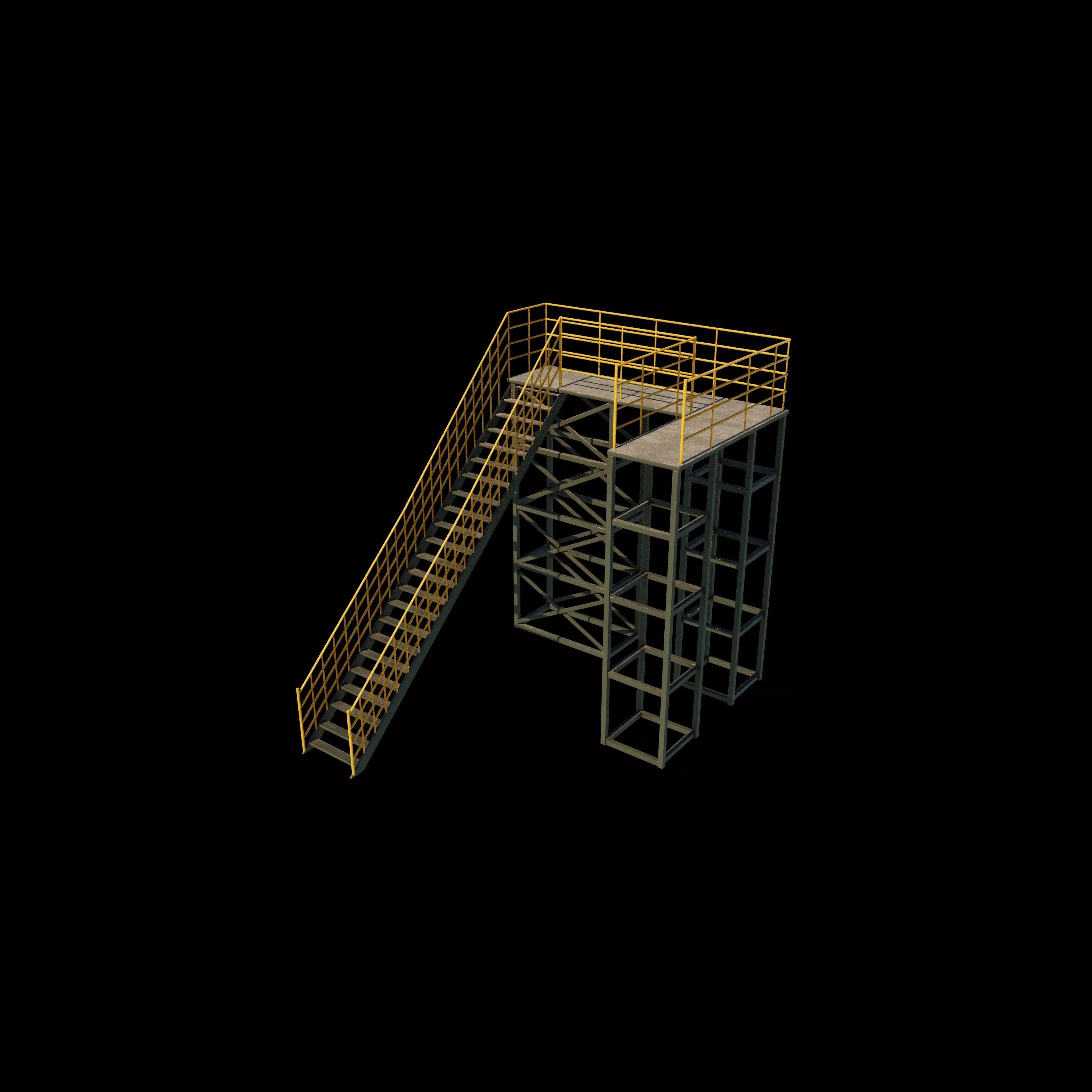 Industrial stair 02 3D model_0