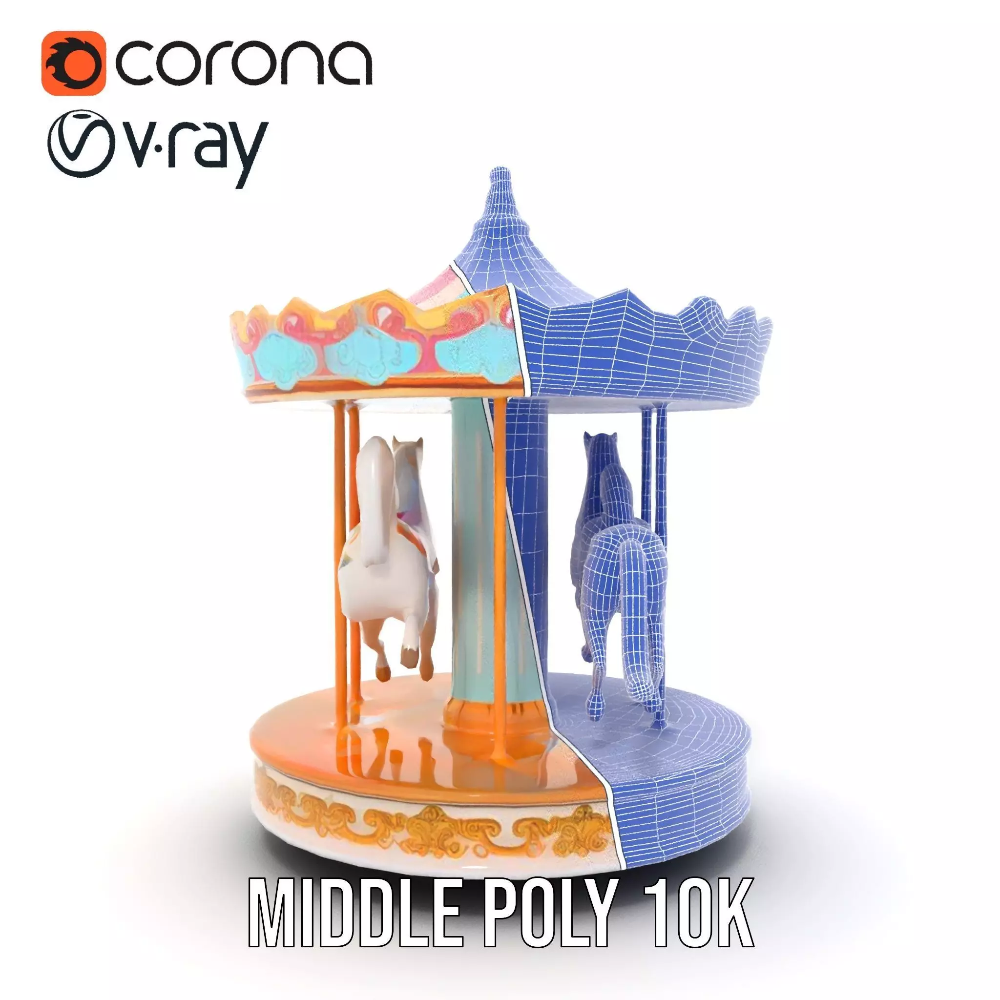 Vintage Carousel model pack Low-poly 3D model_27