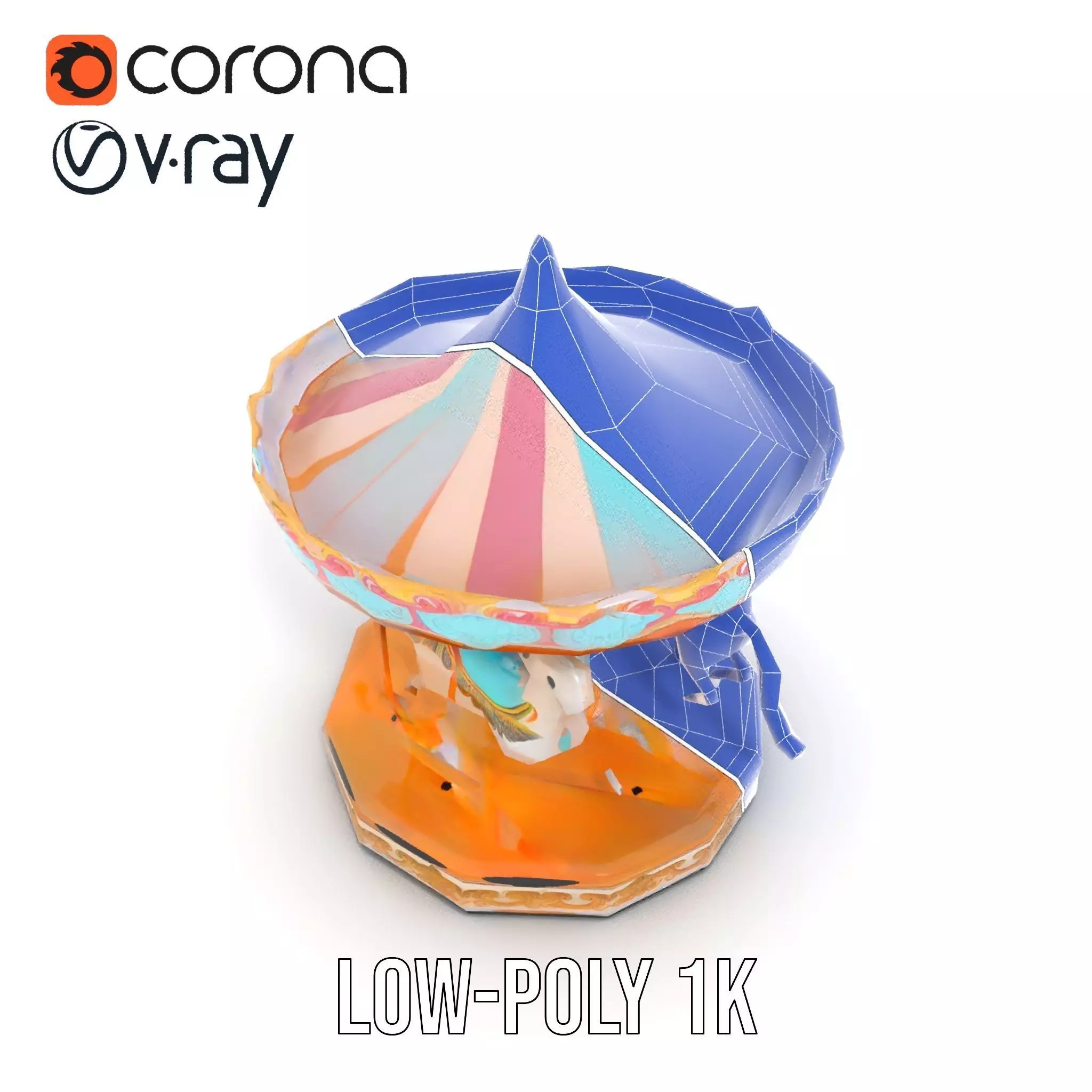 Vintage Carousel model pack Low-poly 3D model_25