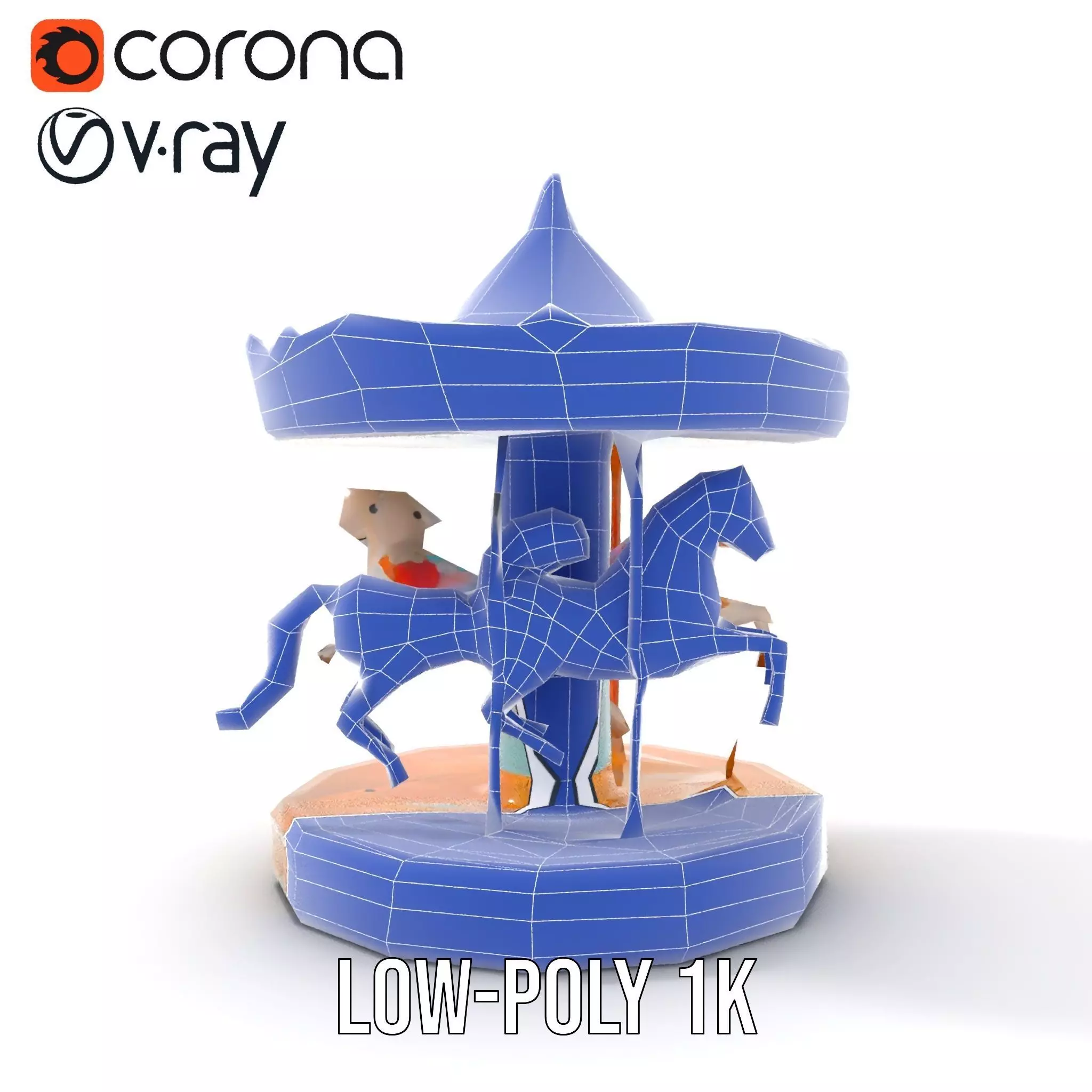 Vintage Carousel model pack Low-poly 3D model_28