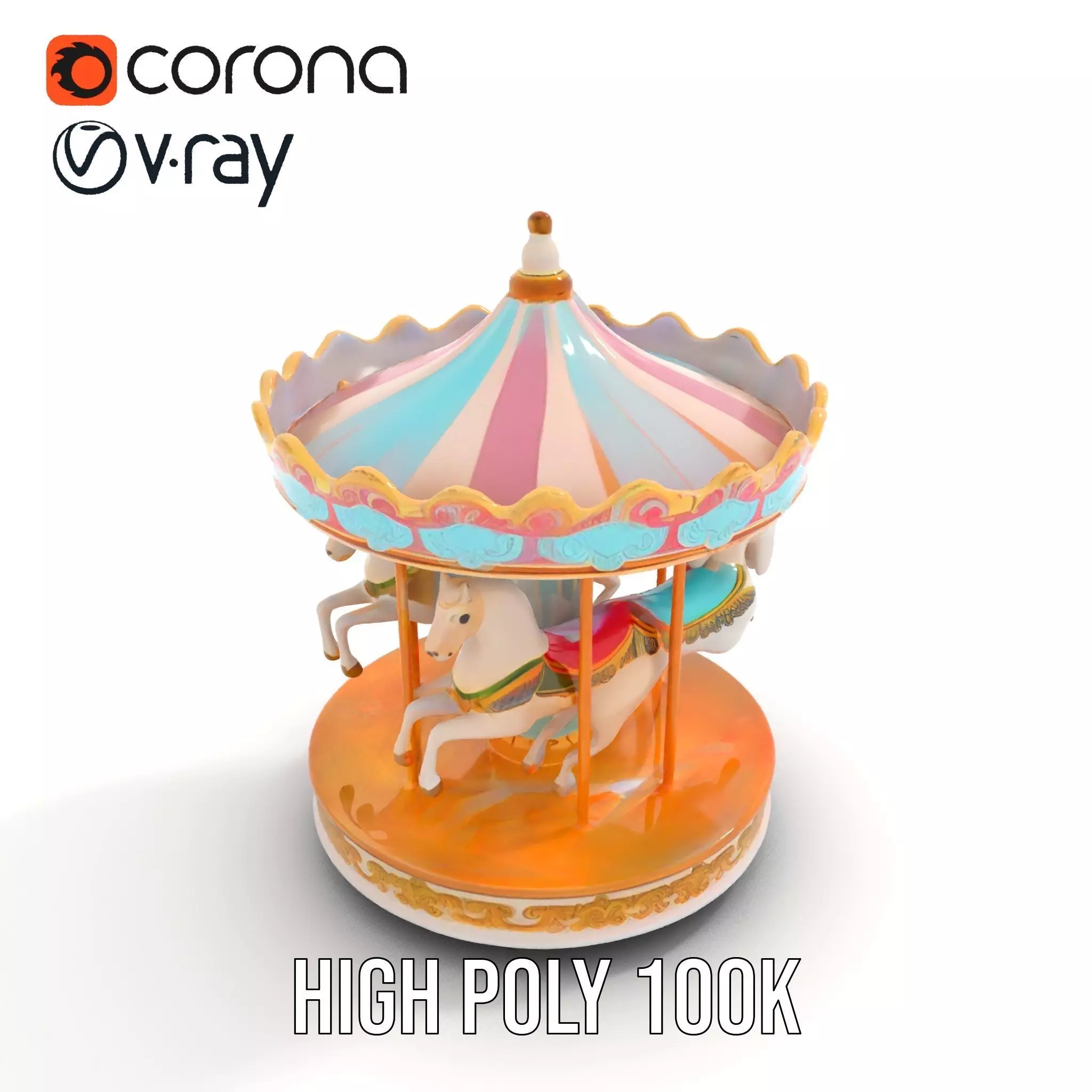 Vintage Carousel model pack Low-poly 3D model_20