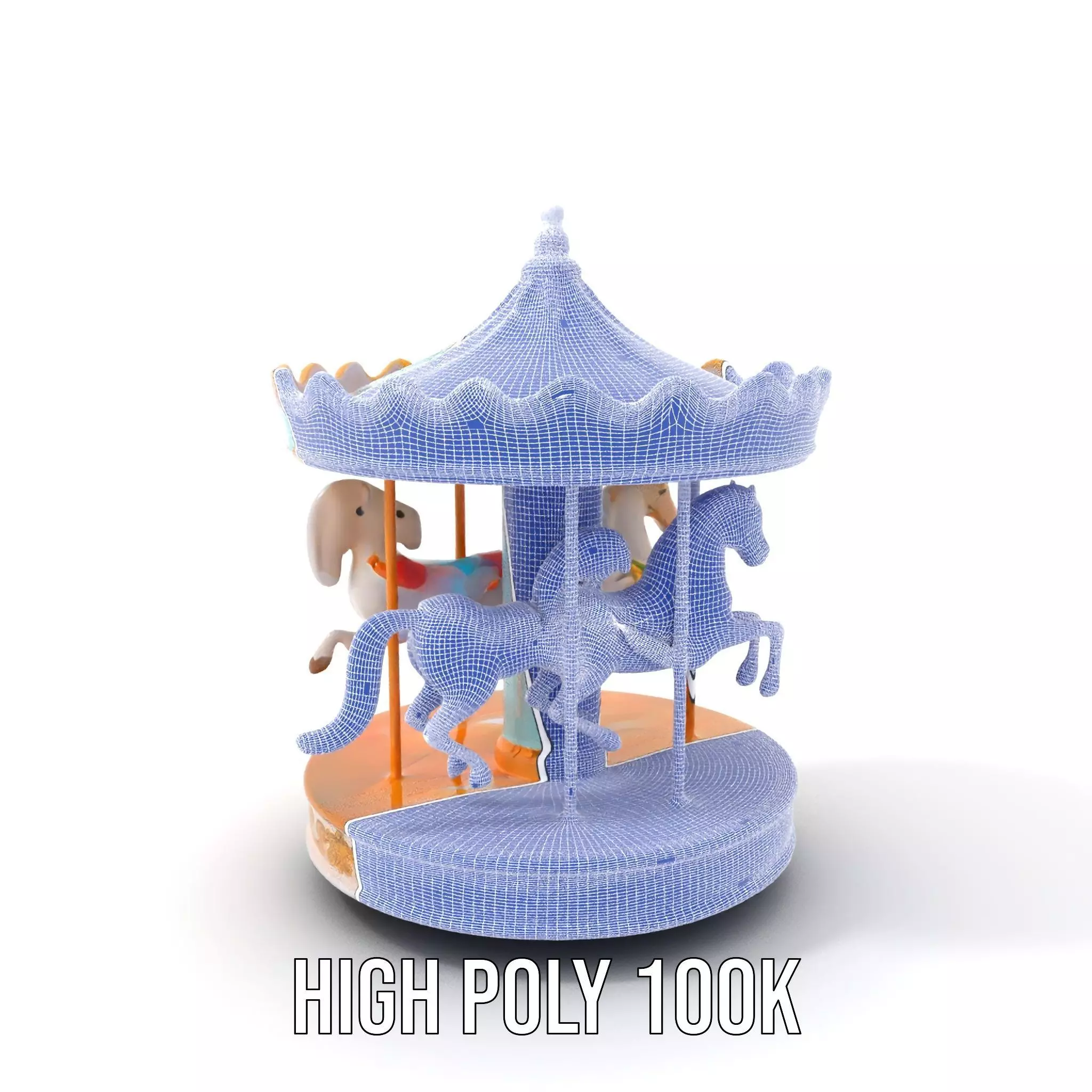 Vintage Carousel model pack Low-poly 3D model_4