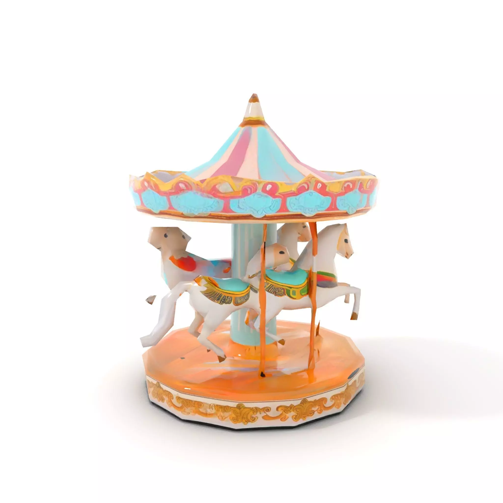 Vintage Carousel model pack Low-poly 3D model_7