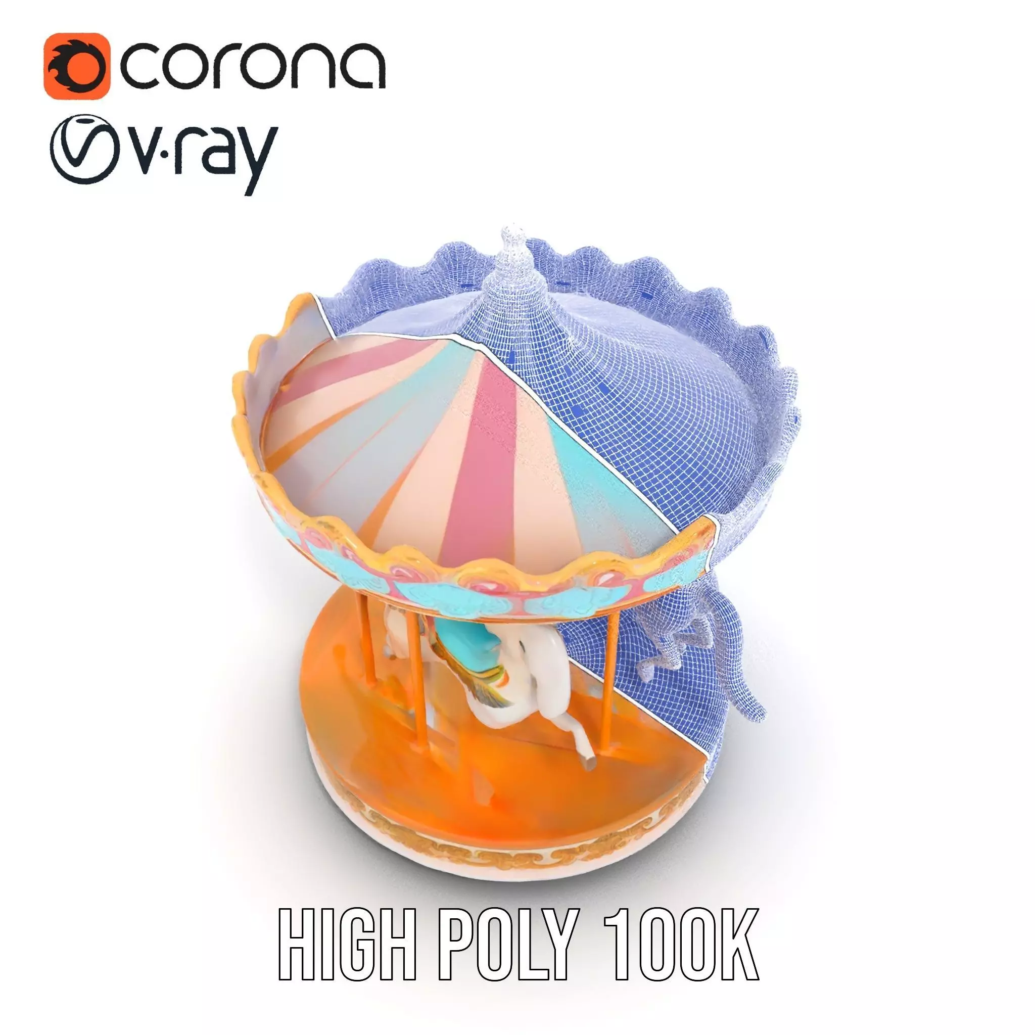 Vintage Carousel model pack Low-poly 3D model_32