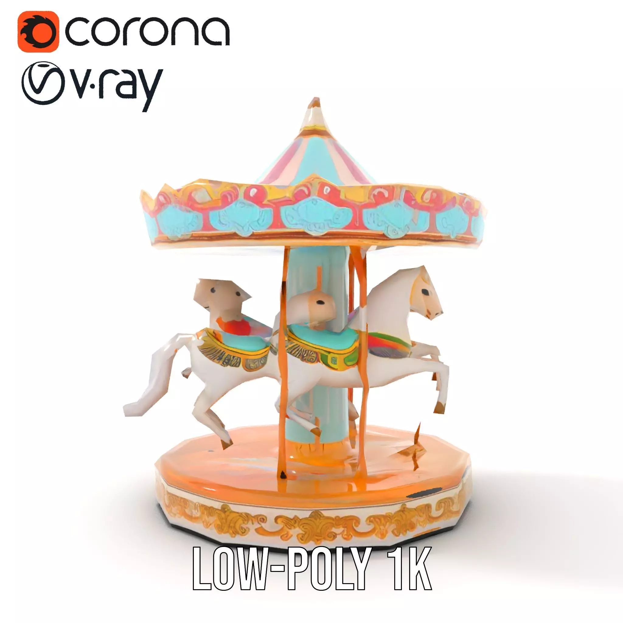 Vintage Carousel model pack Low-poly 3D model_14