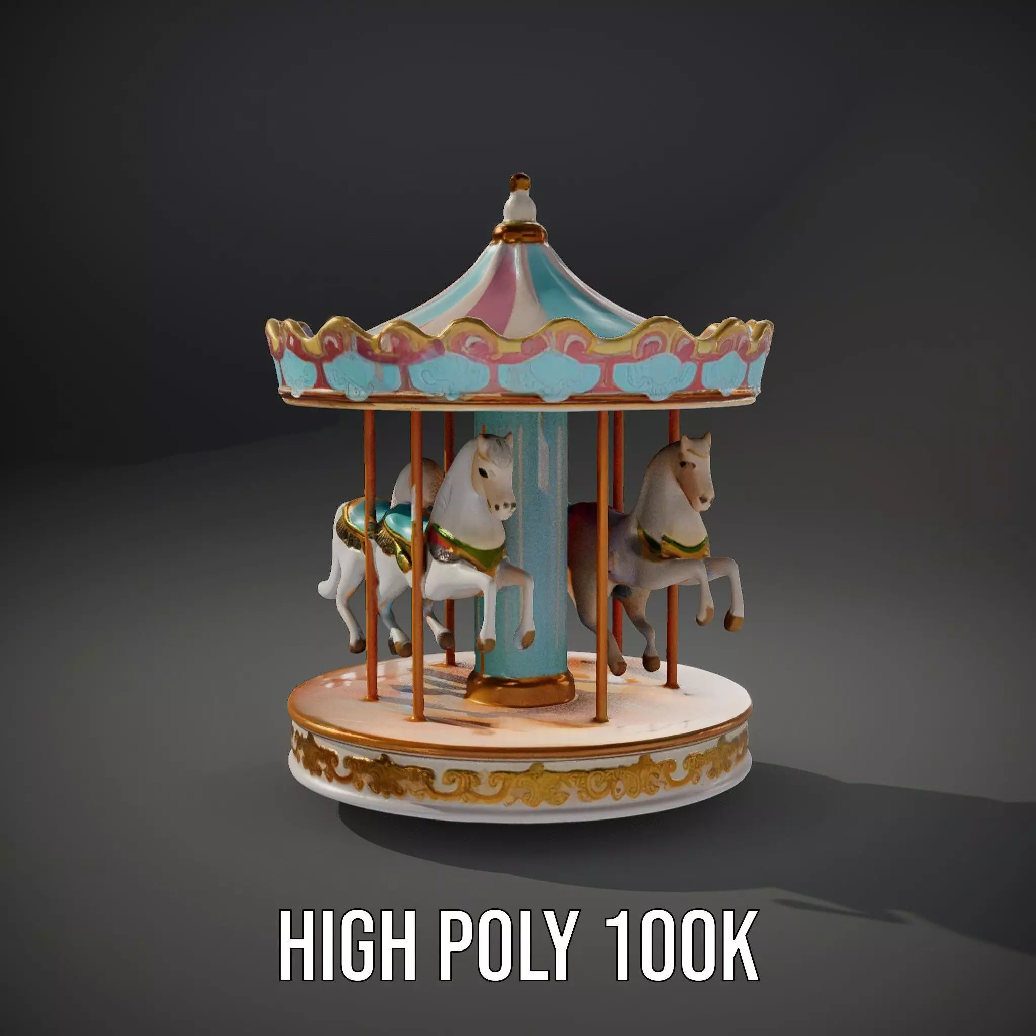 Vintage Carousel model pack Low-poly 3D model_10