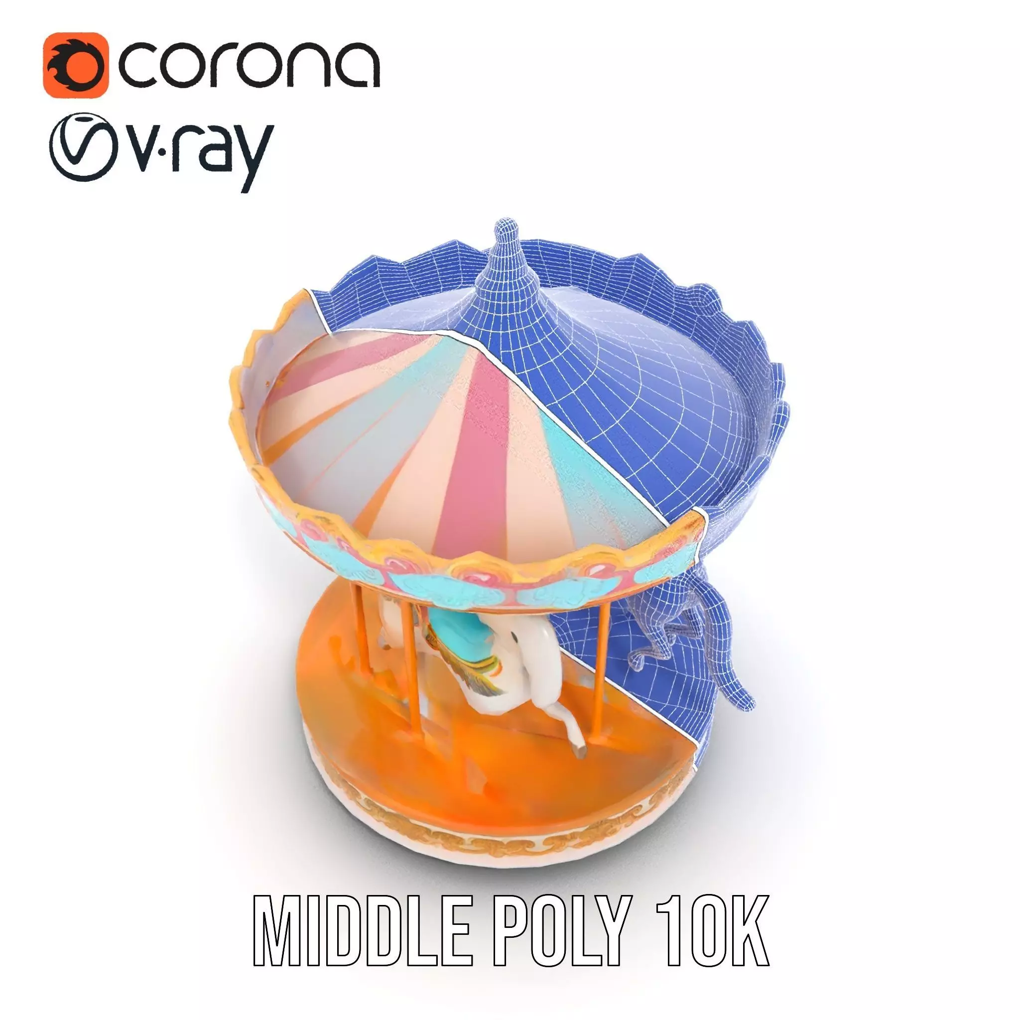 Vintage Carousel model pack Low-poly 3D model_29