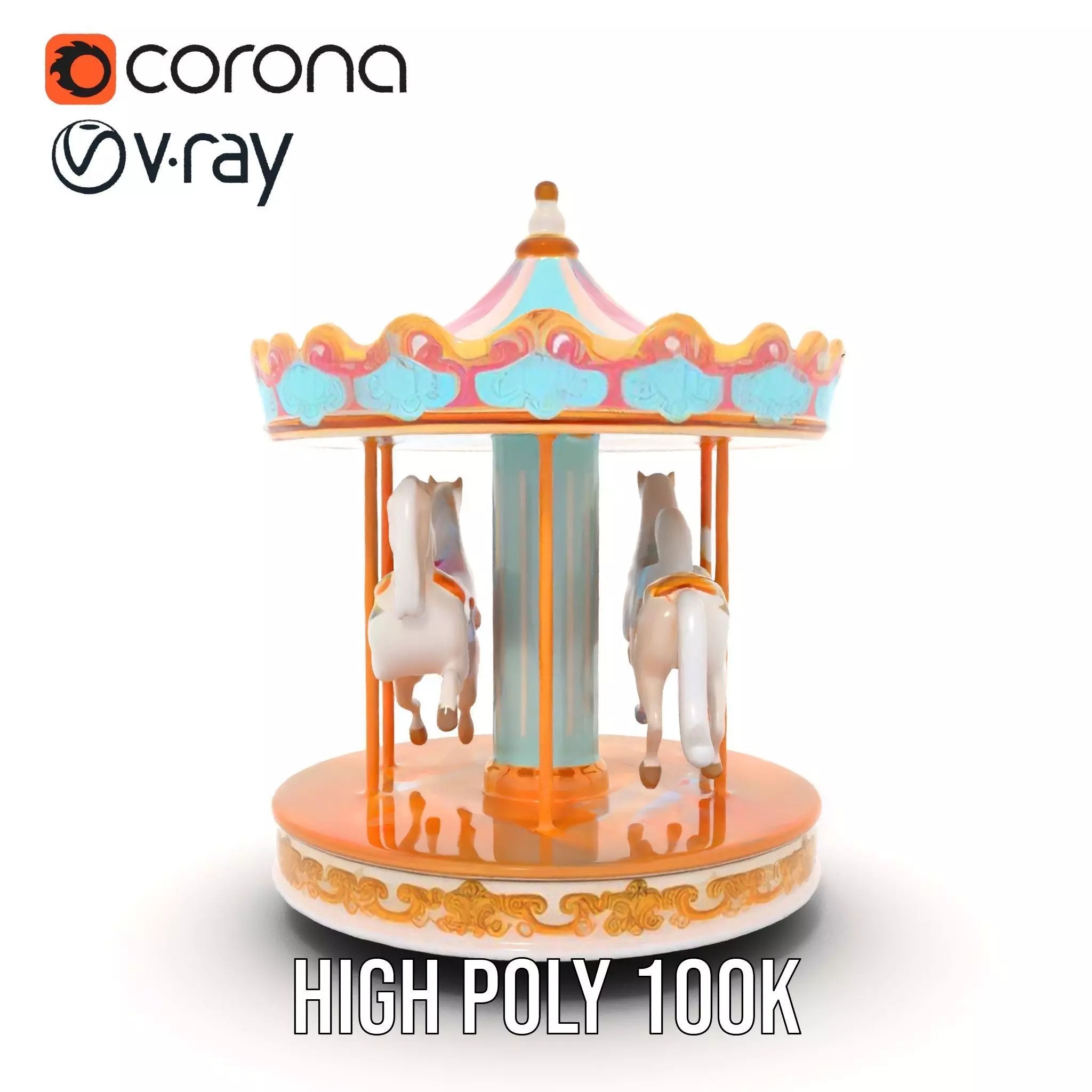 Vintage Carousel model pack Low-poly 3D model_26