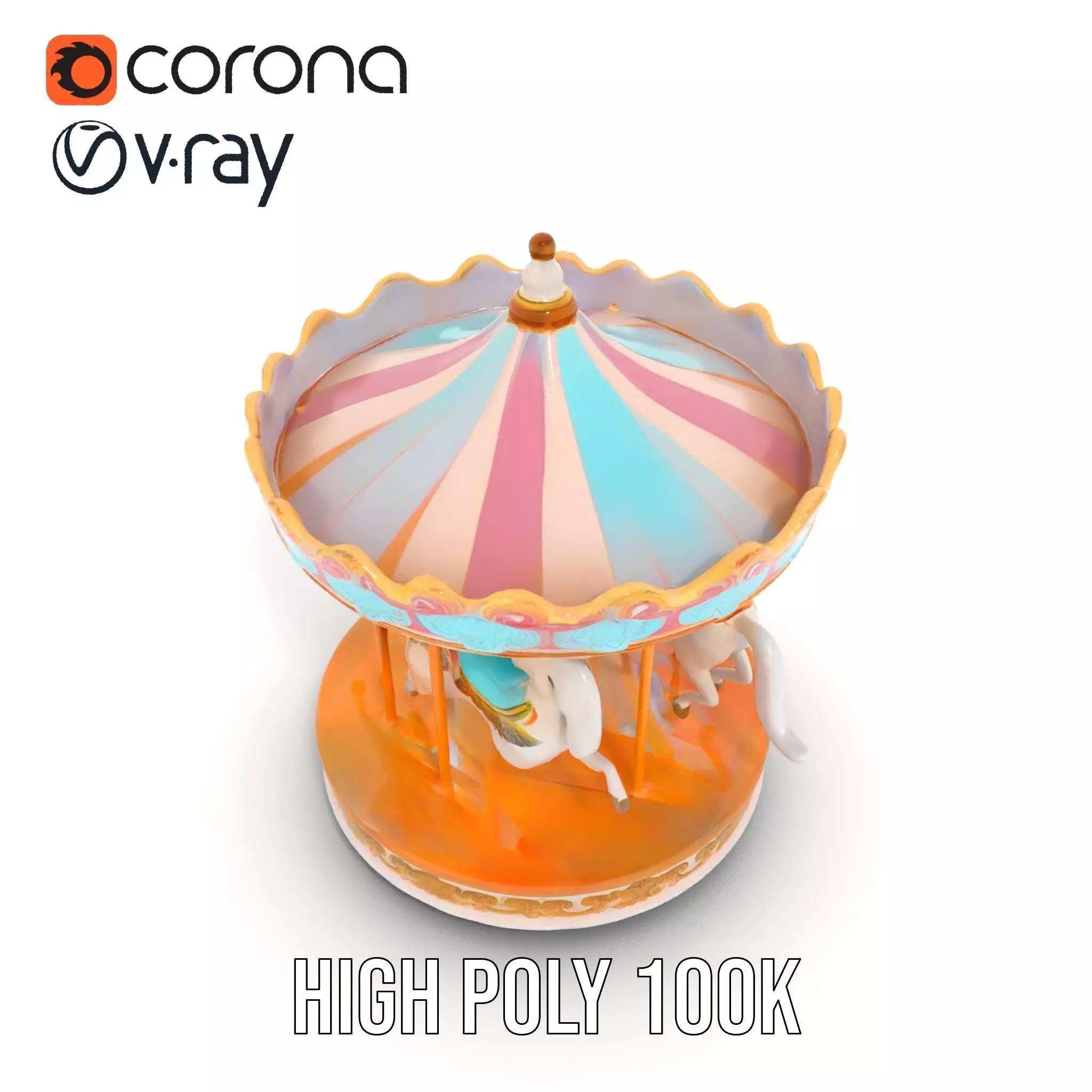 Vintage Carousel model pack Low-poly 3D model_15