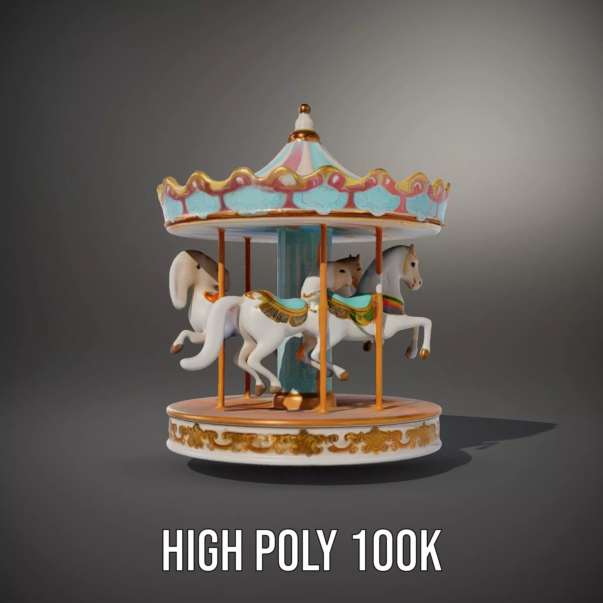 Vintage Carousel model pack Low-poly 3D model_8