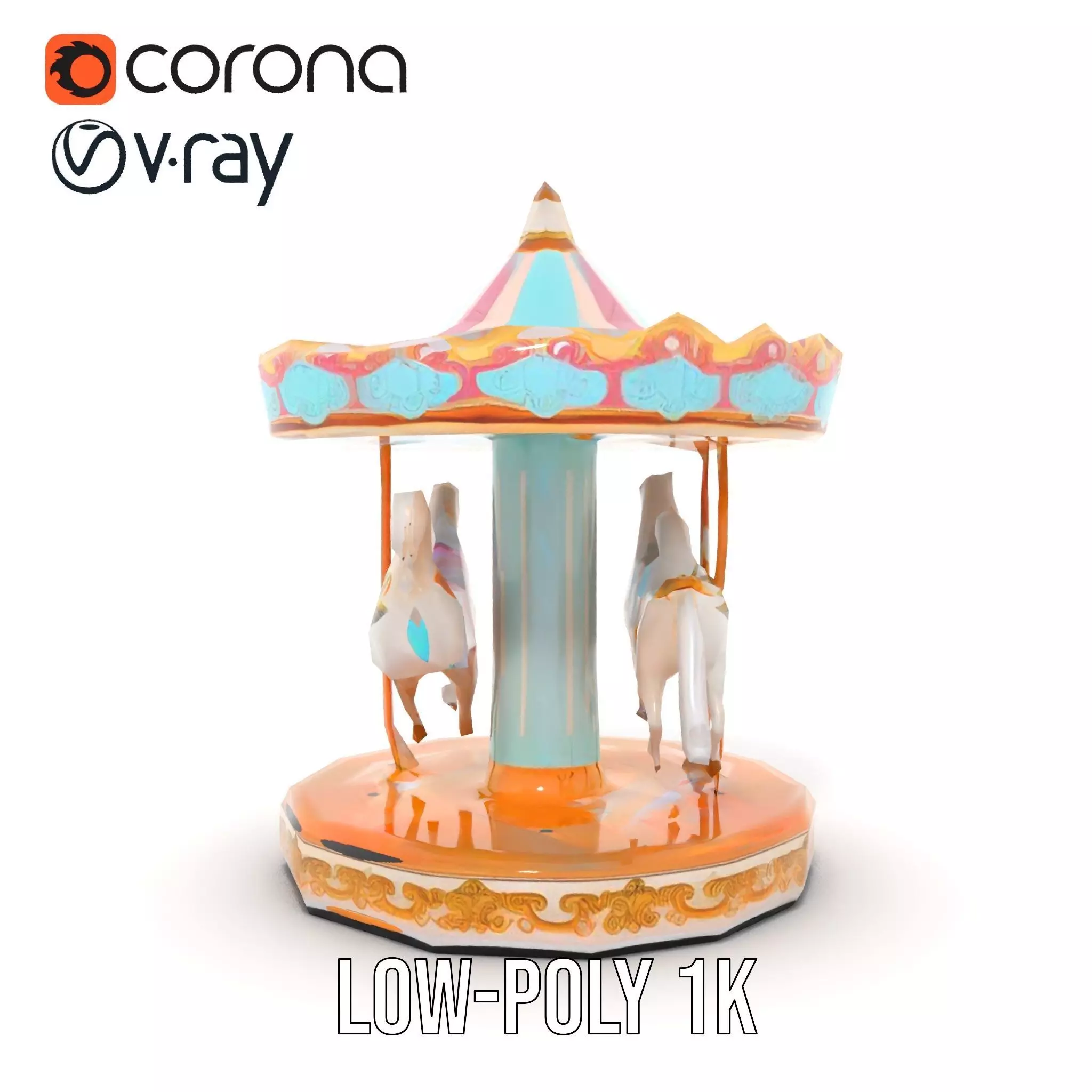 Vintage Carousel model pack Low-poly 3D model_19