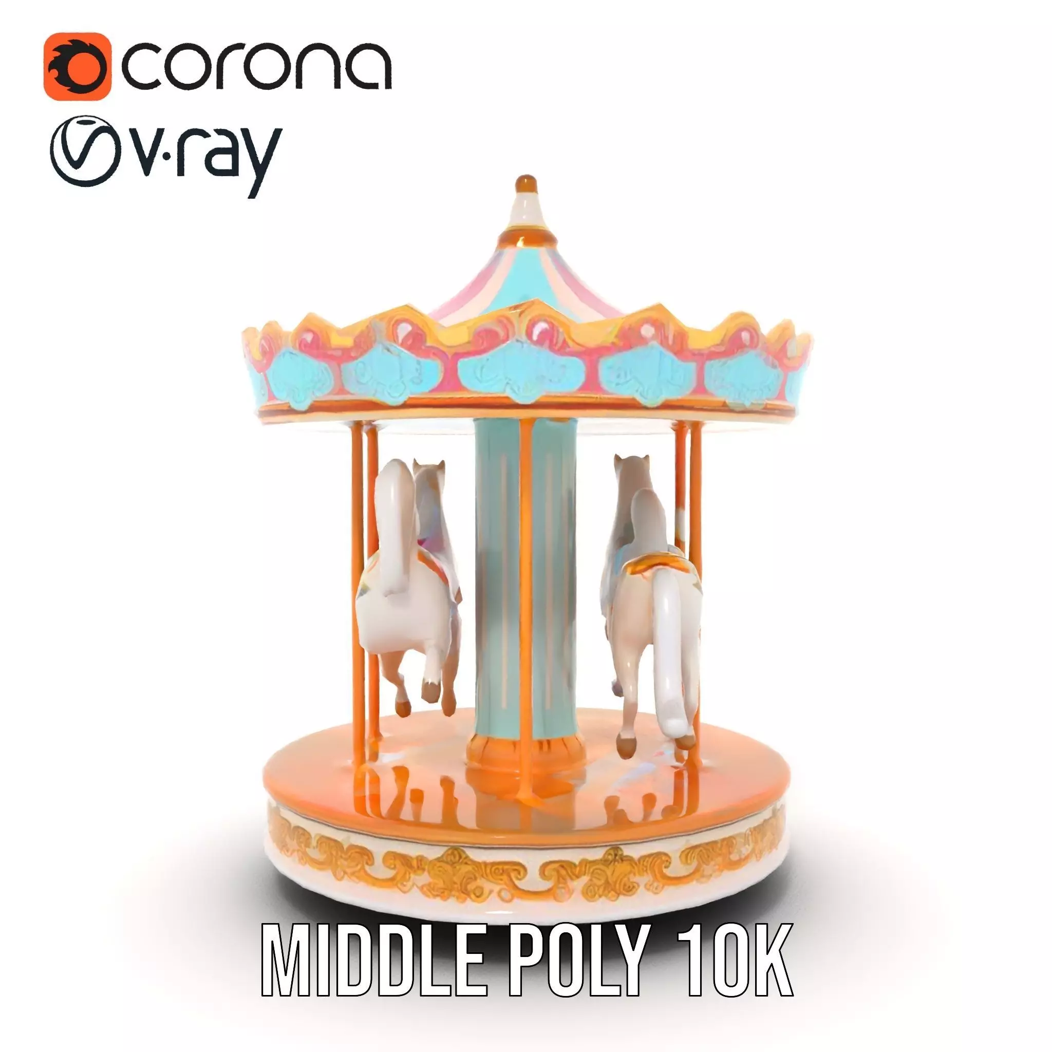 Vintage Carousel model pack Low-poly 3D model_16