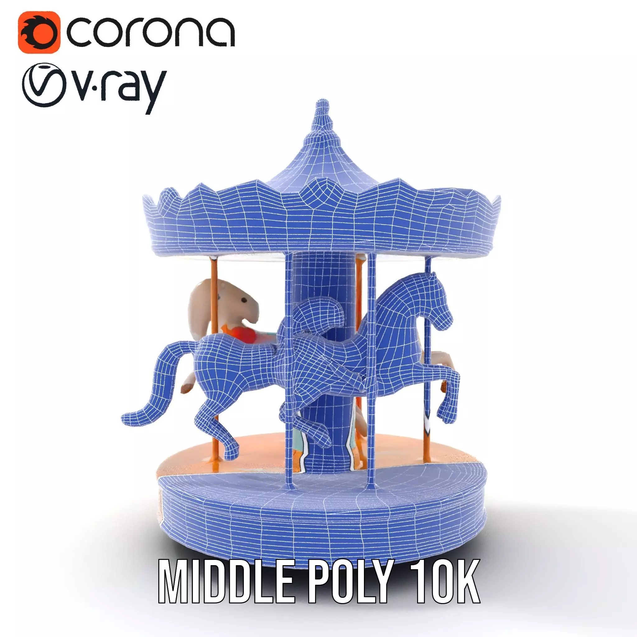 Vintage Carousel model pack Low-poly 3D model_21