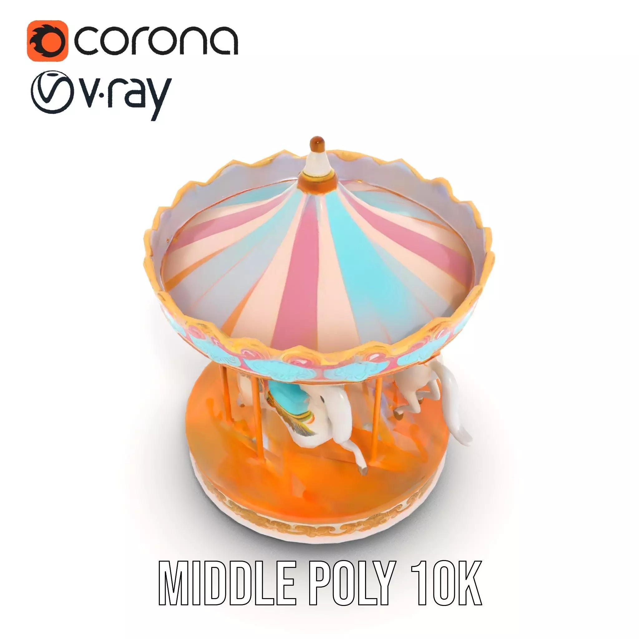 Vintage Carousel model pack Low-poly 3D model_13
