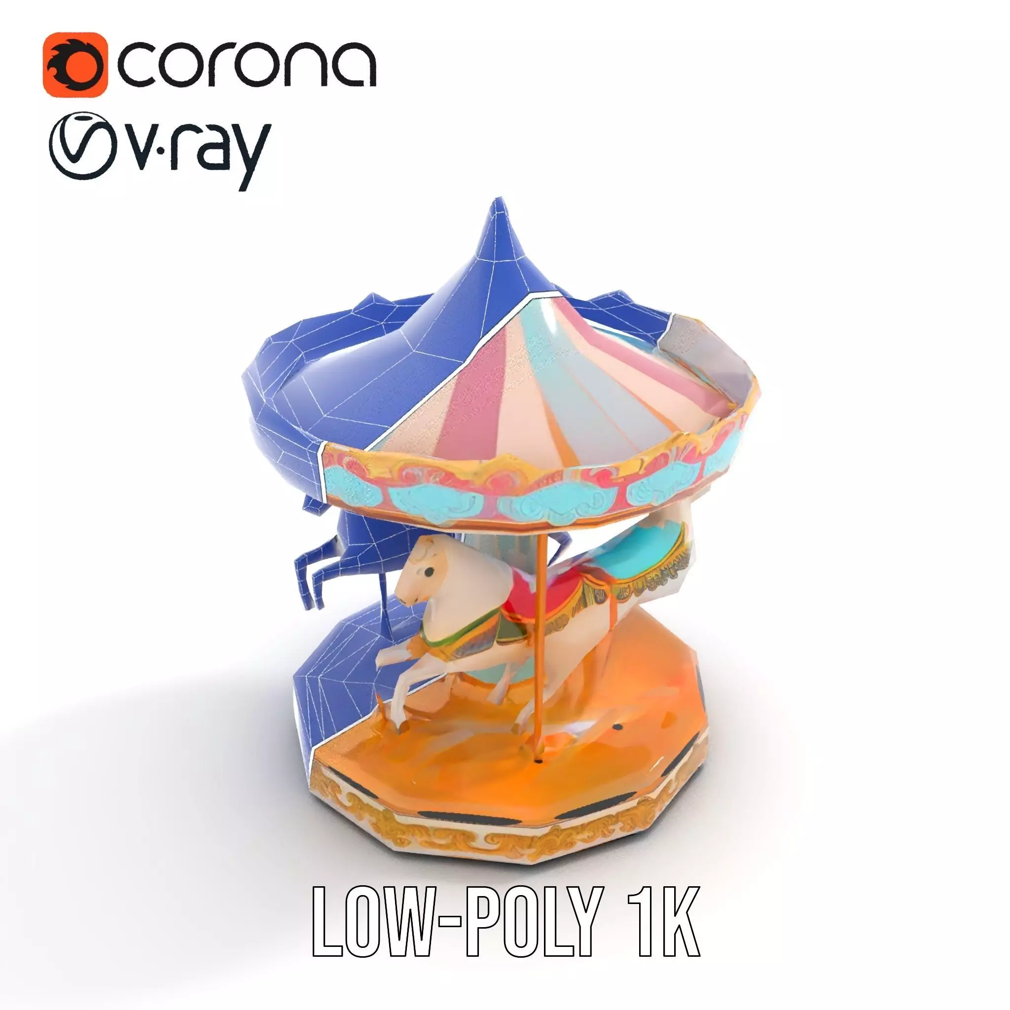 Vintage Carousel model pack Low-poly 3D model_17